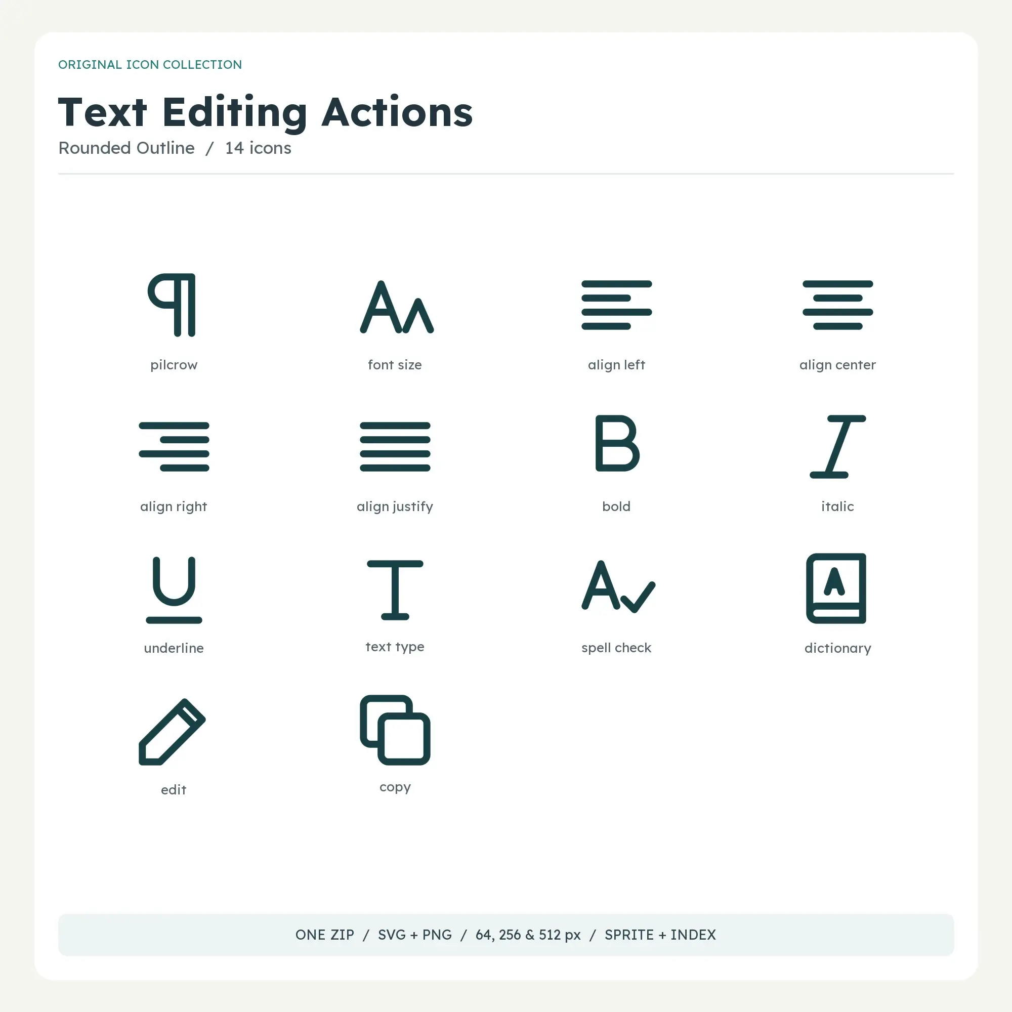 Text Editing Actions Icons - Rounded Outline preview