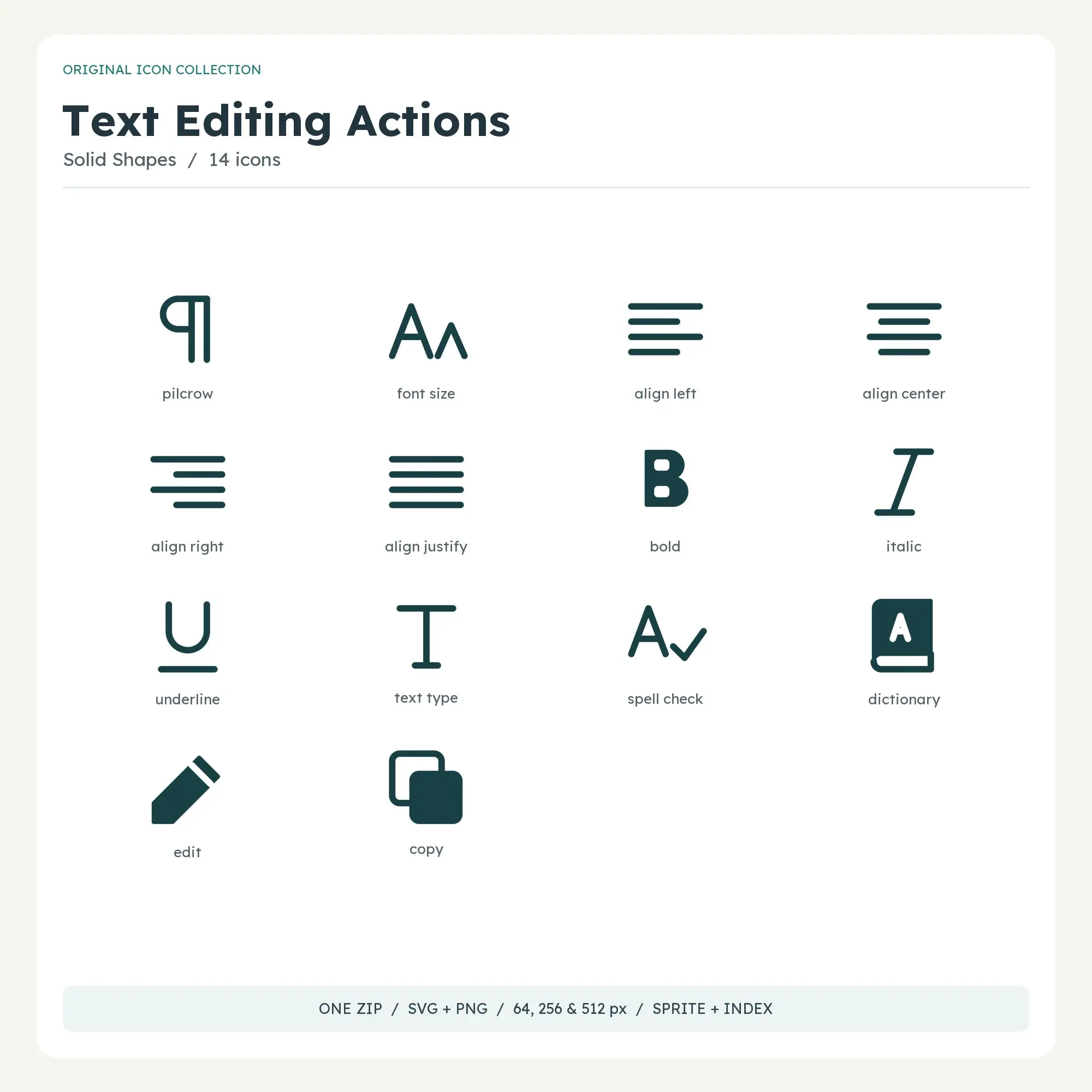 Text Editing Actions Icons - Solid Shapes, preview 1 of 2