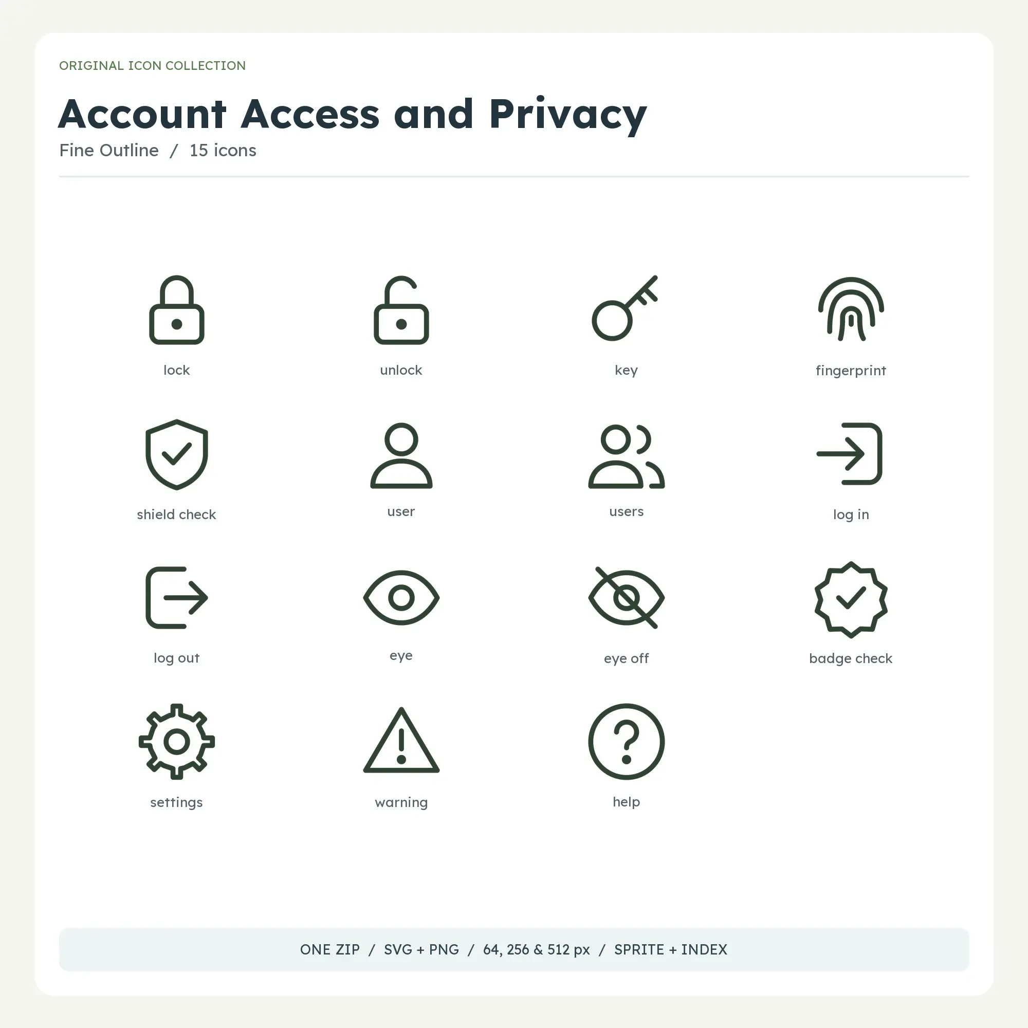 Account Access and Privacy Icons - Fine Outline preview