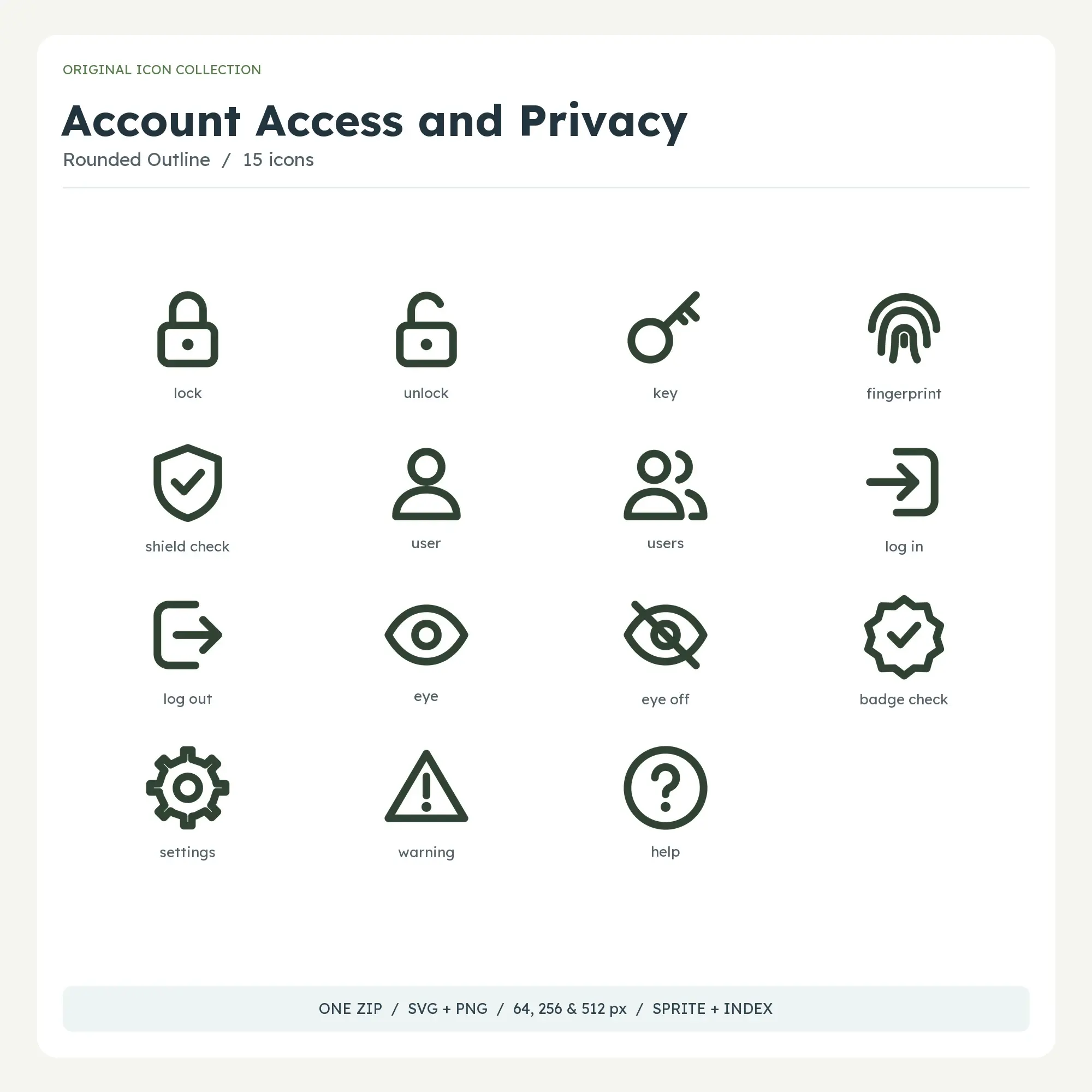 Account Access and Privacy Icons - Rounded Outline preview