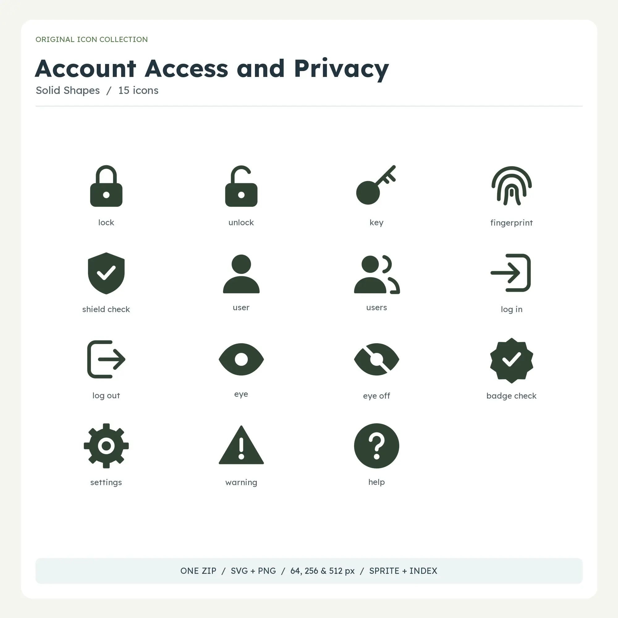 Account Access and Privacy Icons - Solid Shapes preview