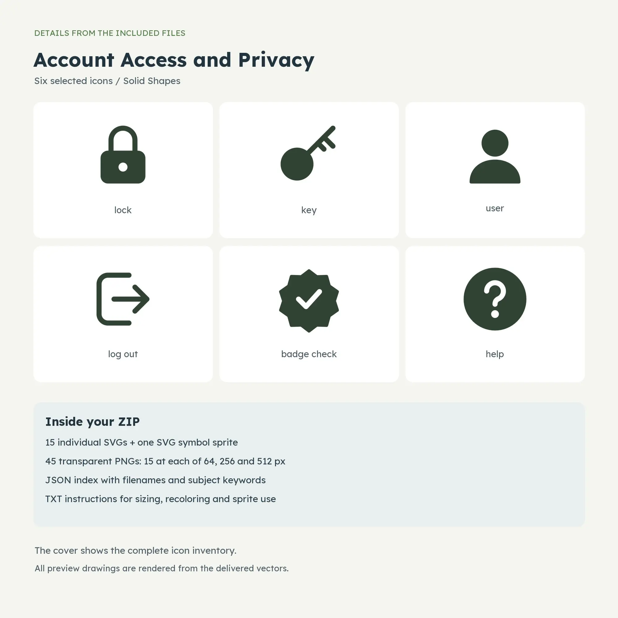 Account Access and Privacy Icons - Solid Shapes, preview 2 of 2