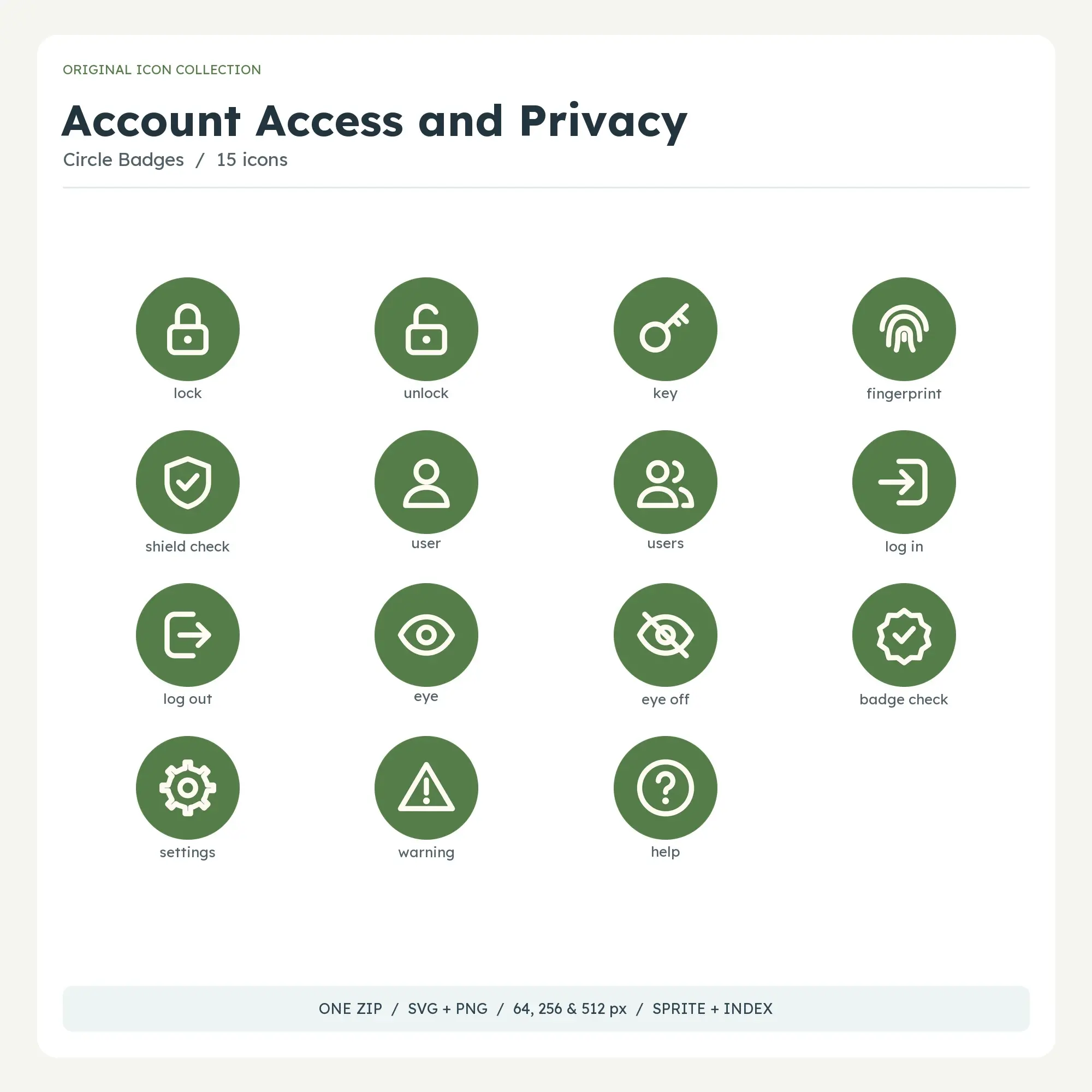 Account Access and Privacy Icons - Circle Badges preview