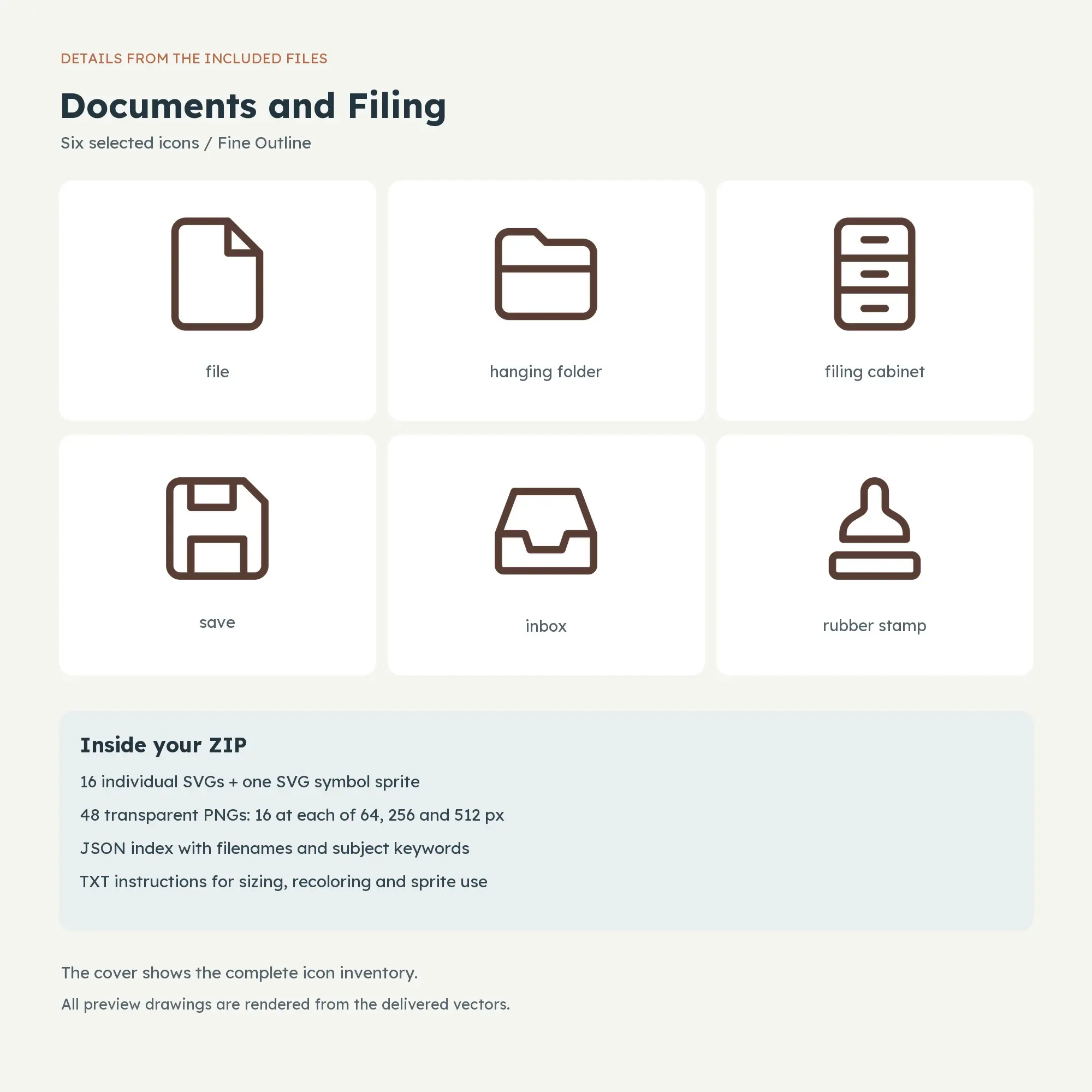 Documents and Filing Icons - Fine Outline, preview 2 of 2