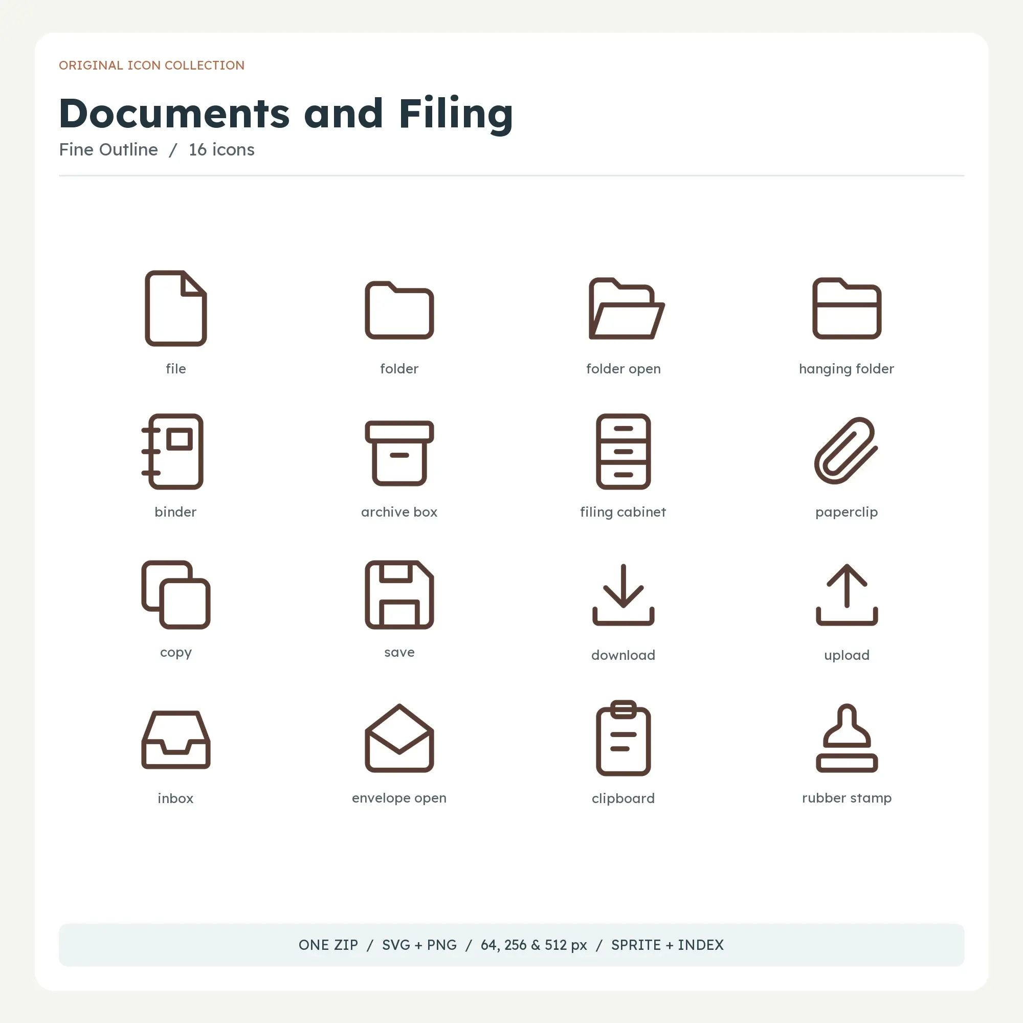 Documents and Filing Icons - Fine Outline preview