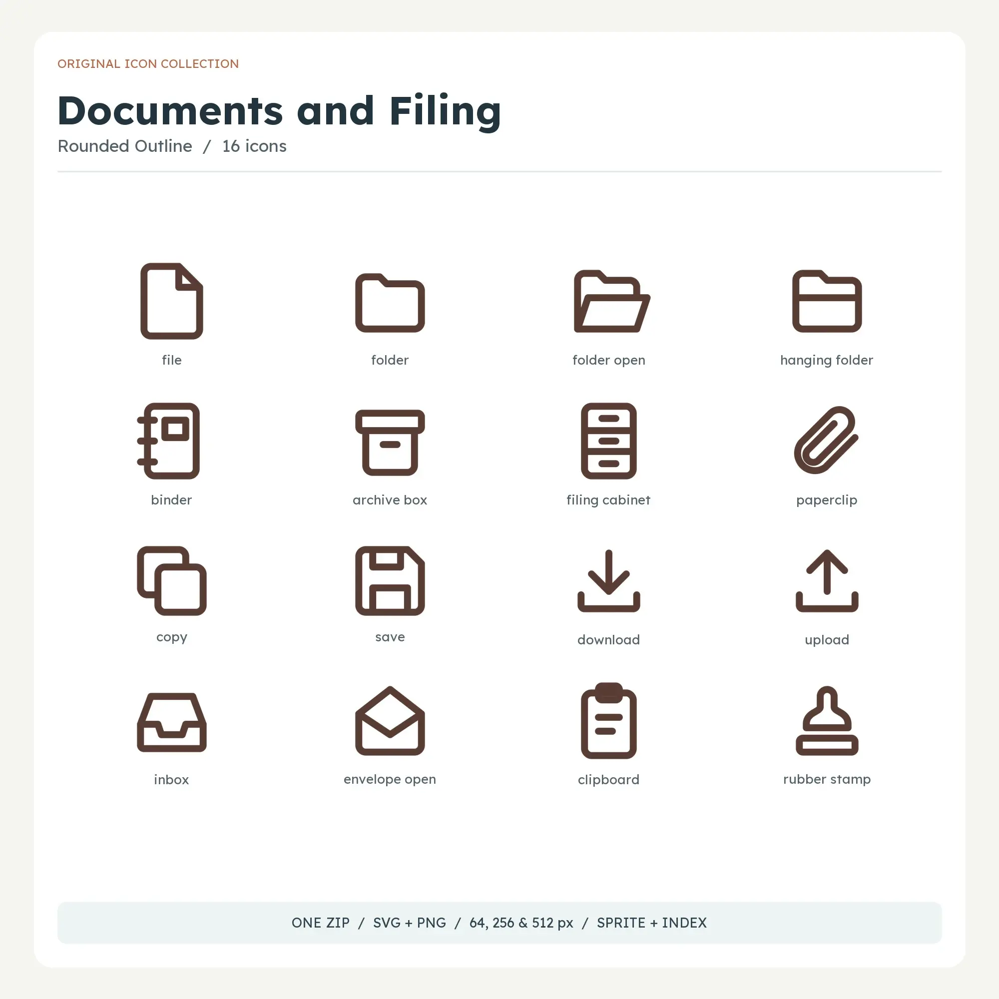 Documents and Filing Icons - Rounded Outline preview