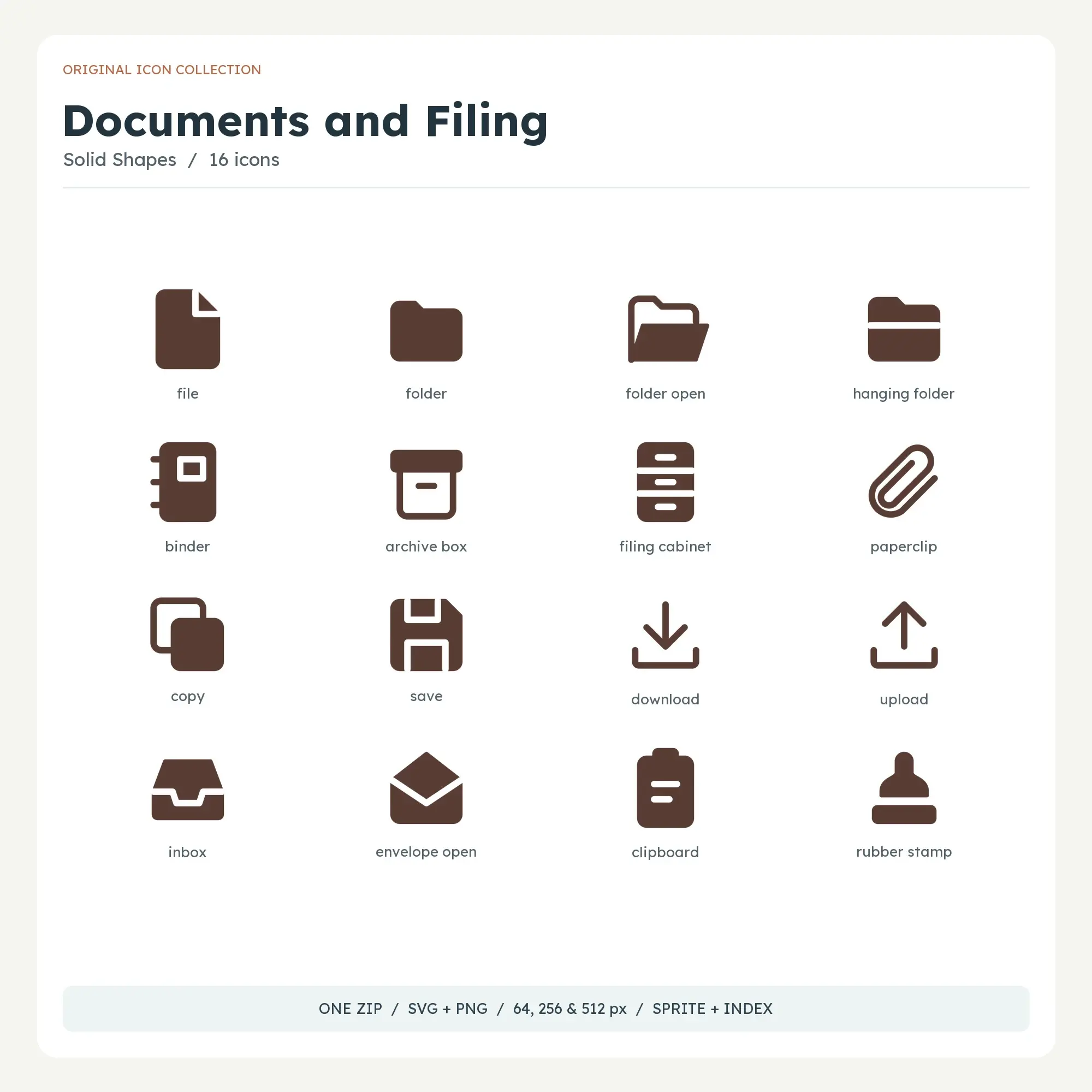 Documents and Filing Icons - Solid Shapes preview