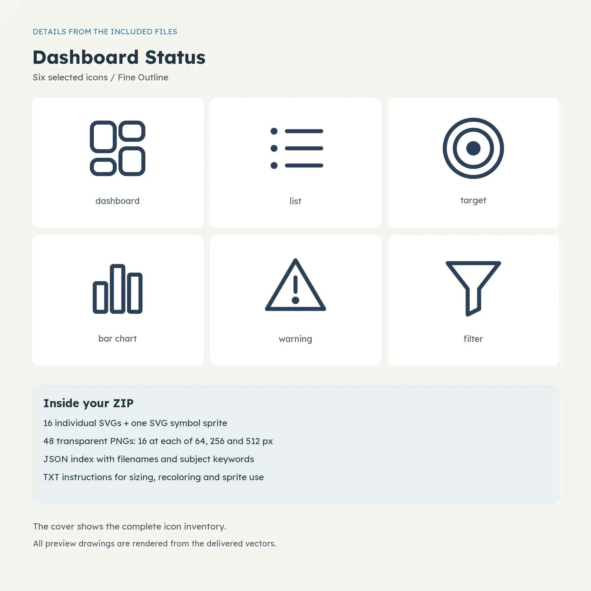 Dashboard Status Icons - Fine Outline, preview 2 of 2