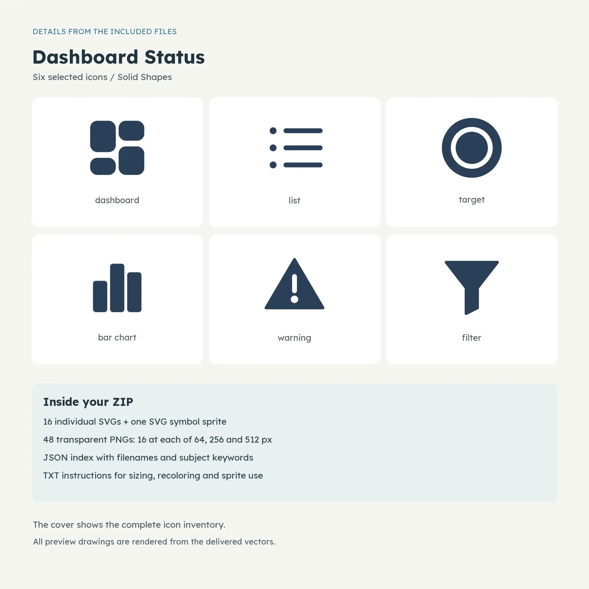 Dashboard Status Icons - Solid Shapes, preview 2 of 2