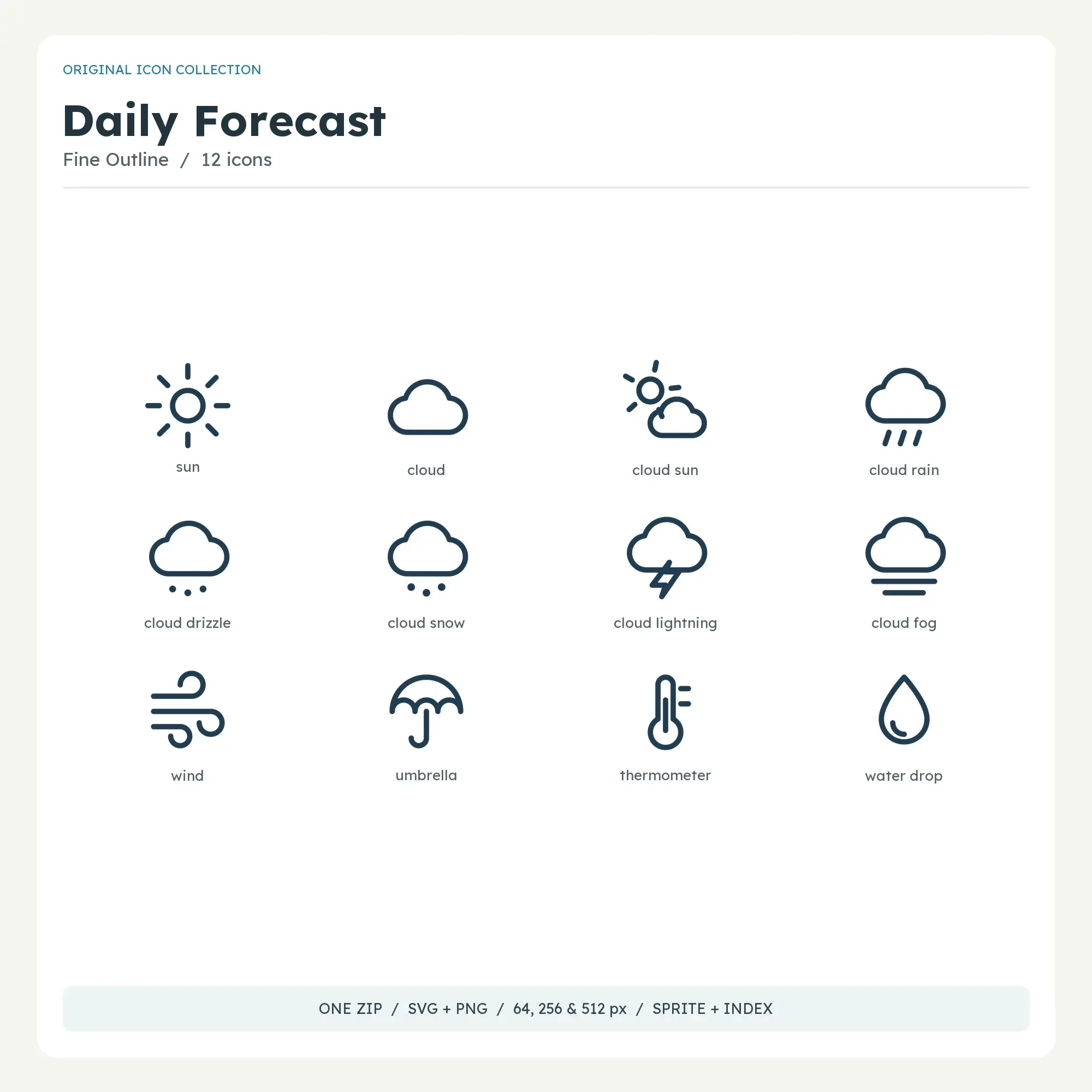 Daily Forecast Icons - Fine Outline preview
