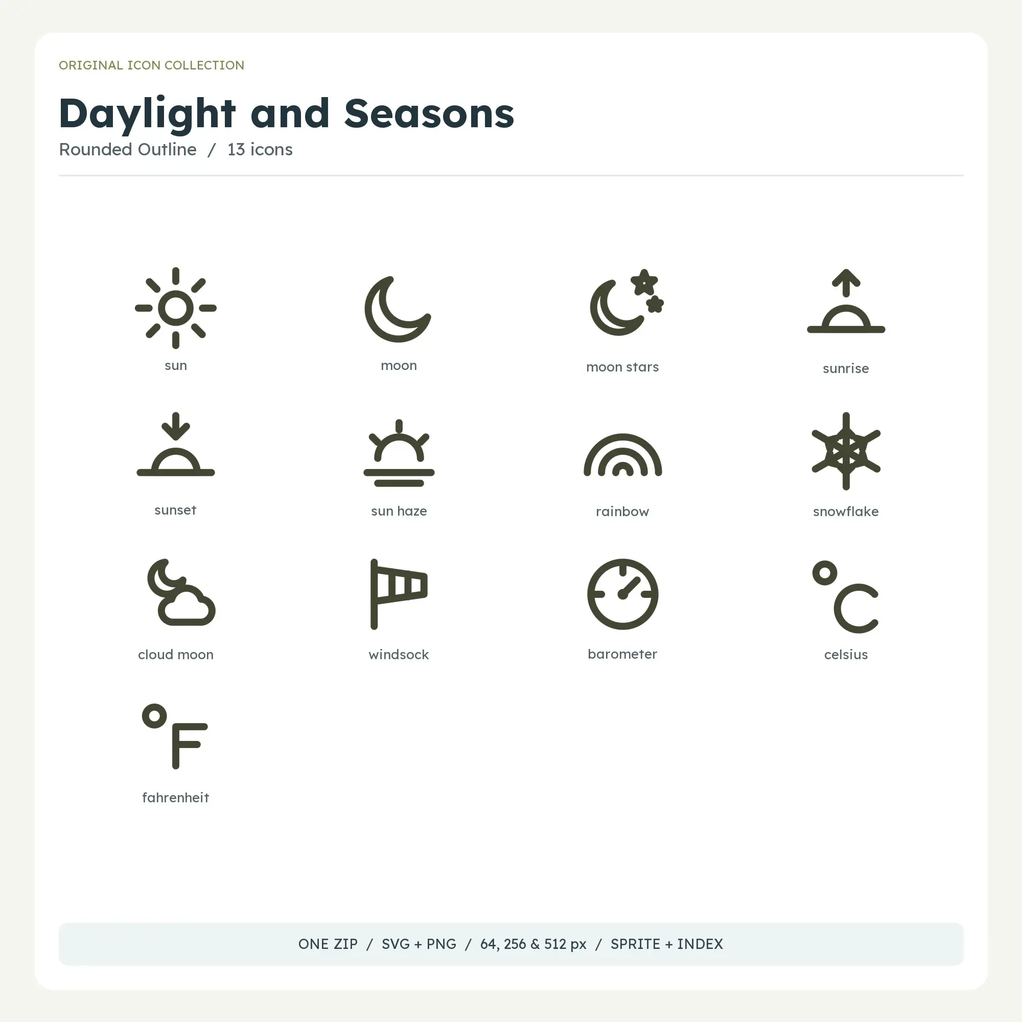 Daylight and Seasons Icons - Rounded Outline preview