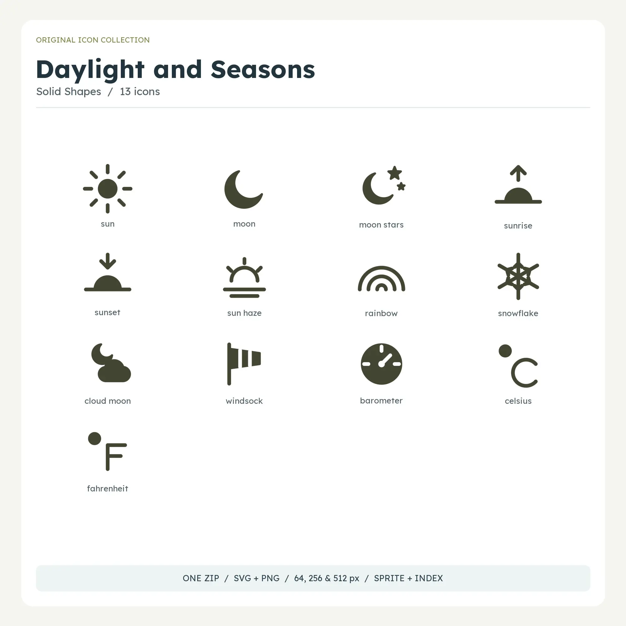 Daylight and Seasons Icons - Solid Shapes preview
