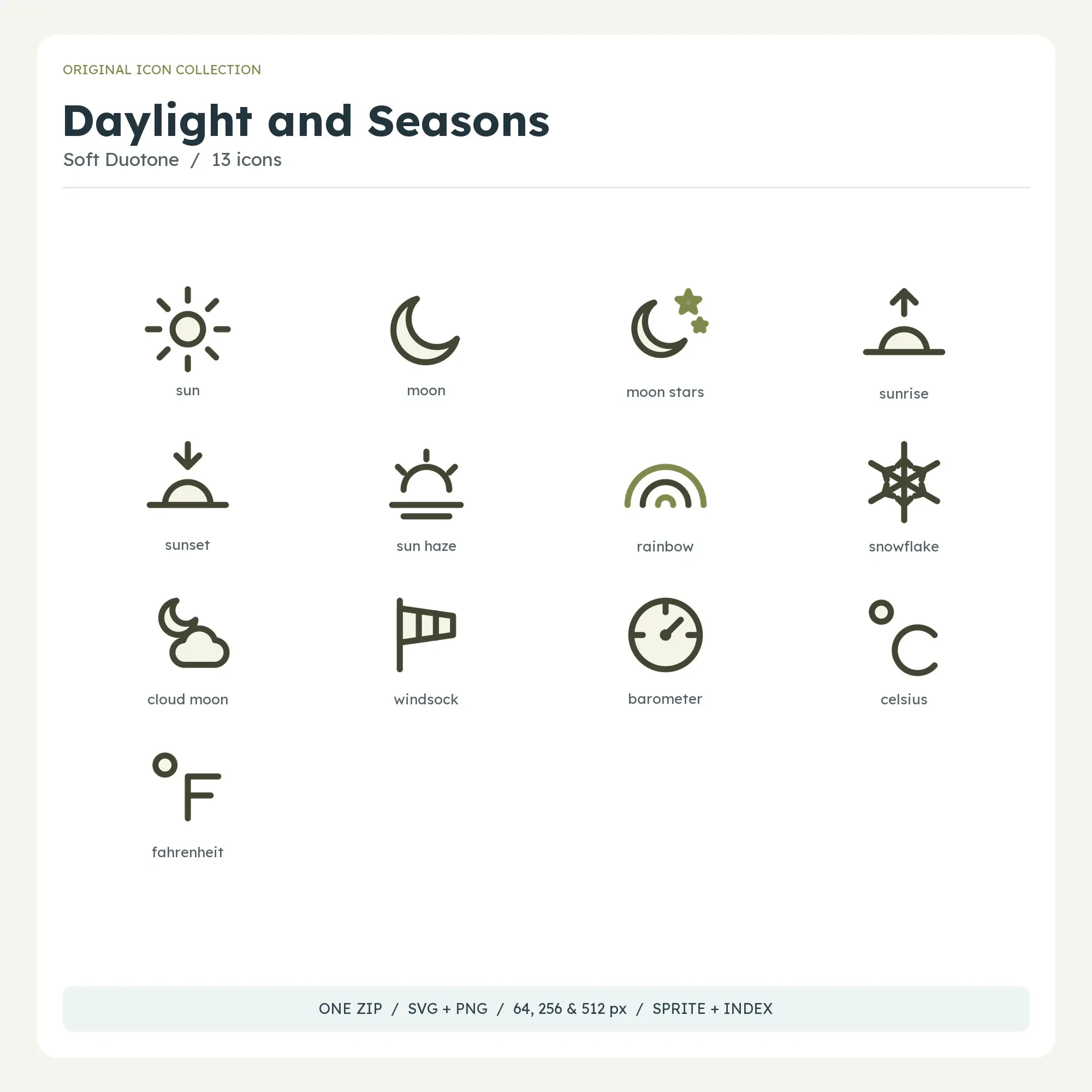 Daylight and Seasons Icons - Soft Duotone preview