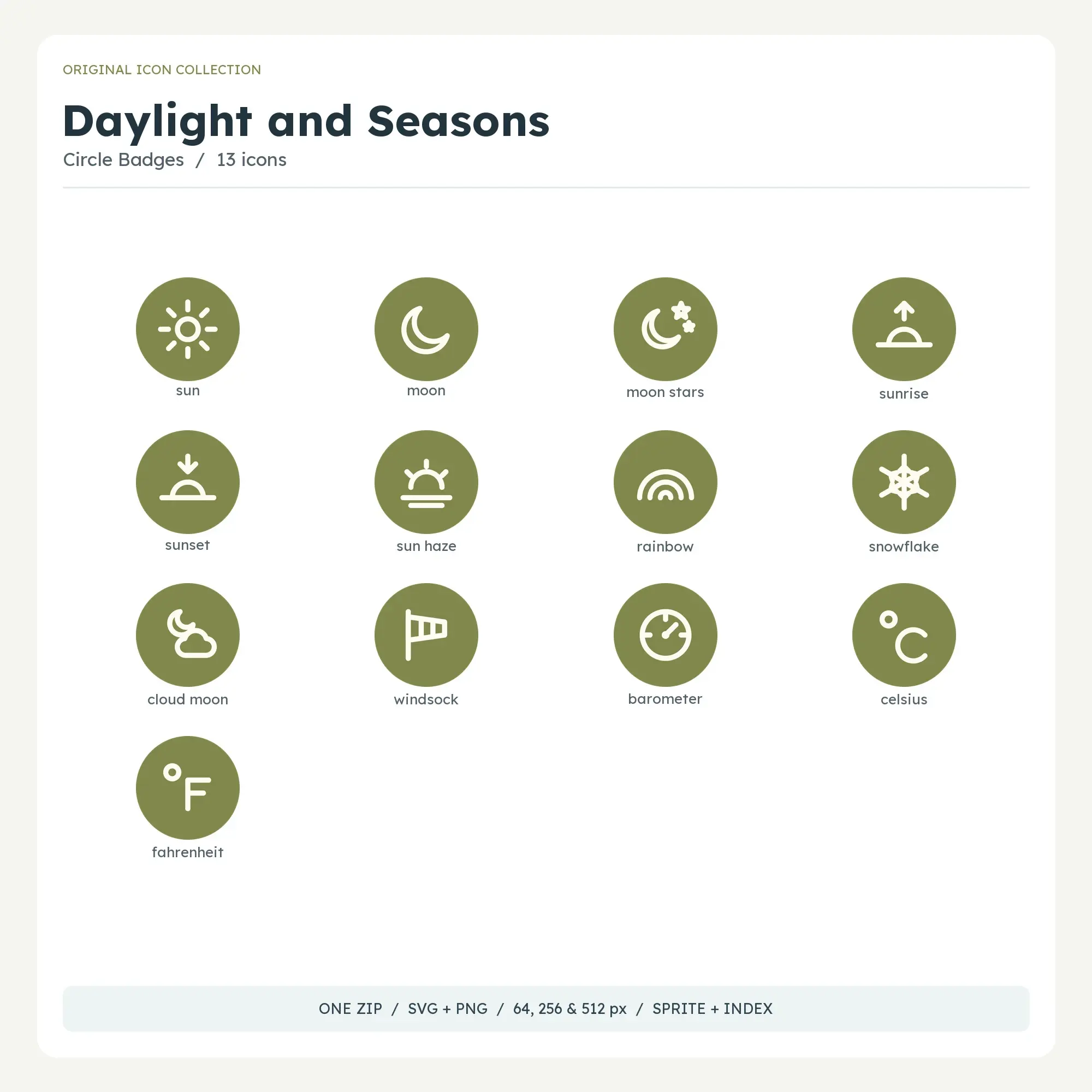 Daylight and Seasons Icons - Circle Badges preview