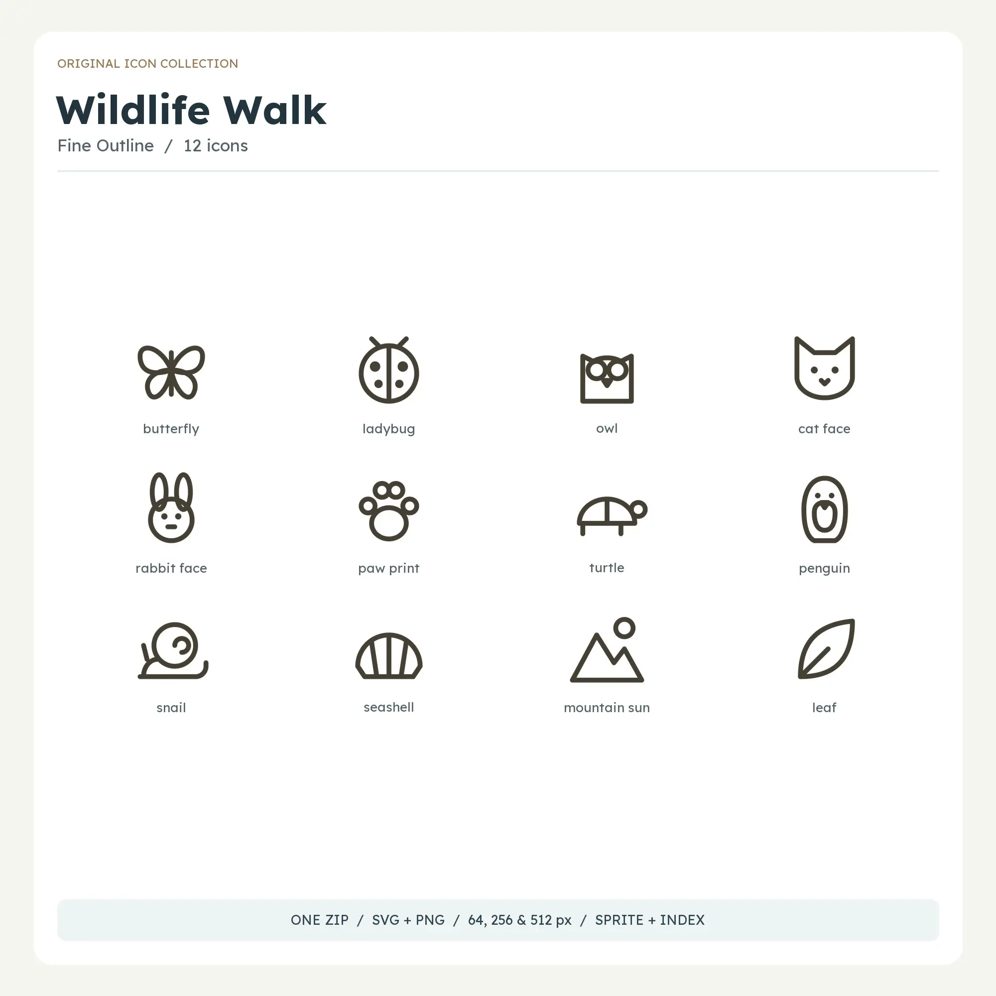 Wildlife Walk Icons - Fine Outline, preview 1 of 2