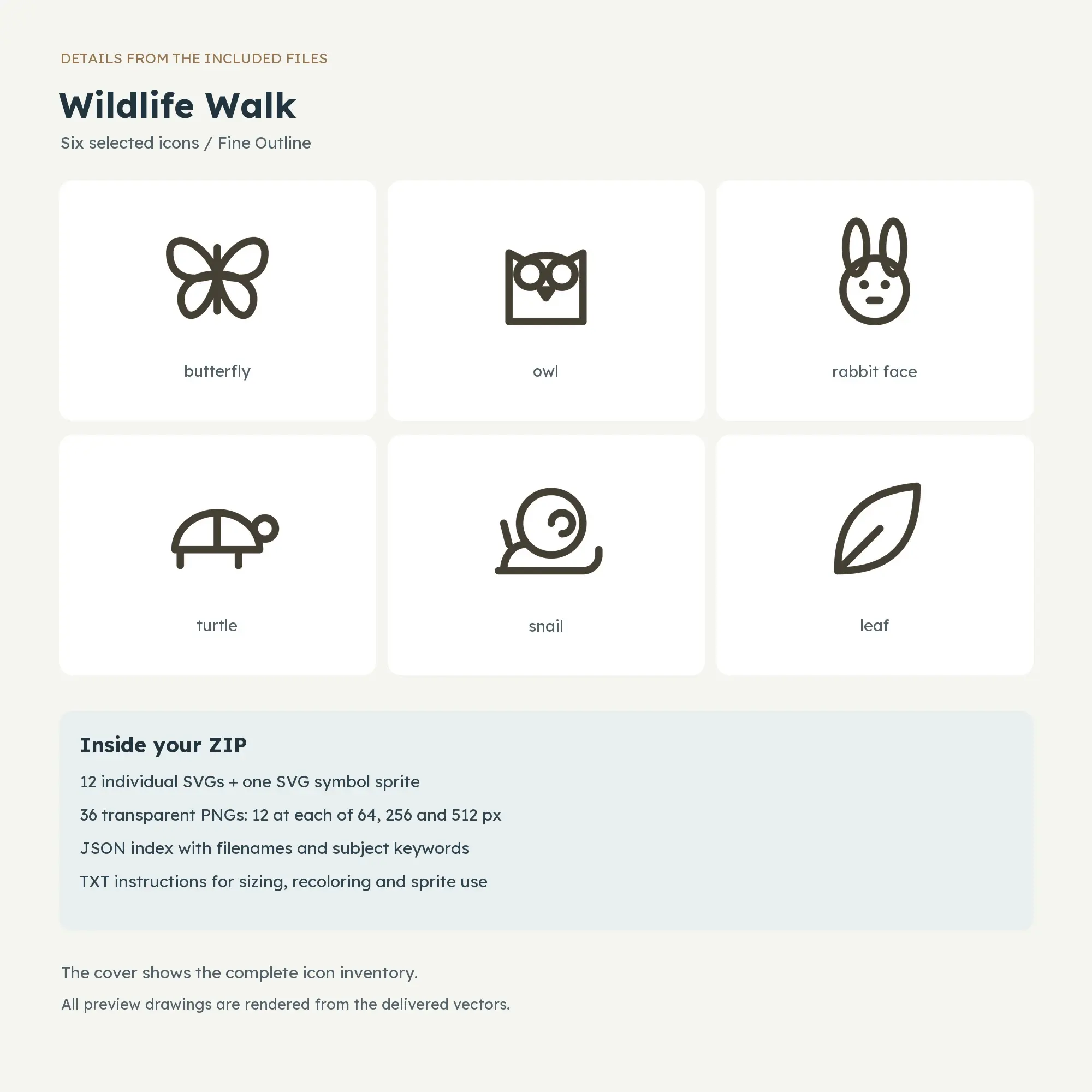 Wildlife Walk Icons - Fine Outline, preview 2 of 2