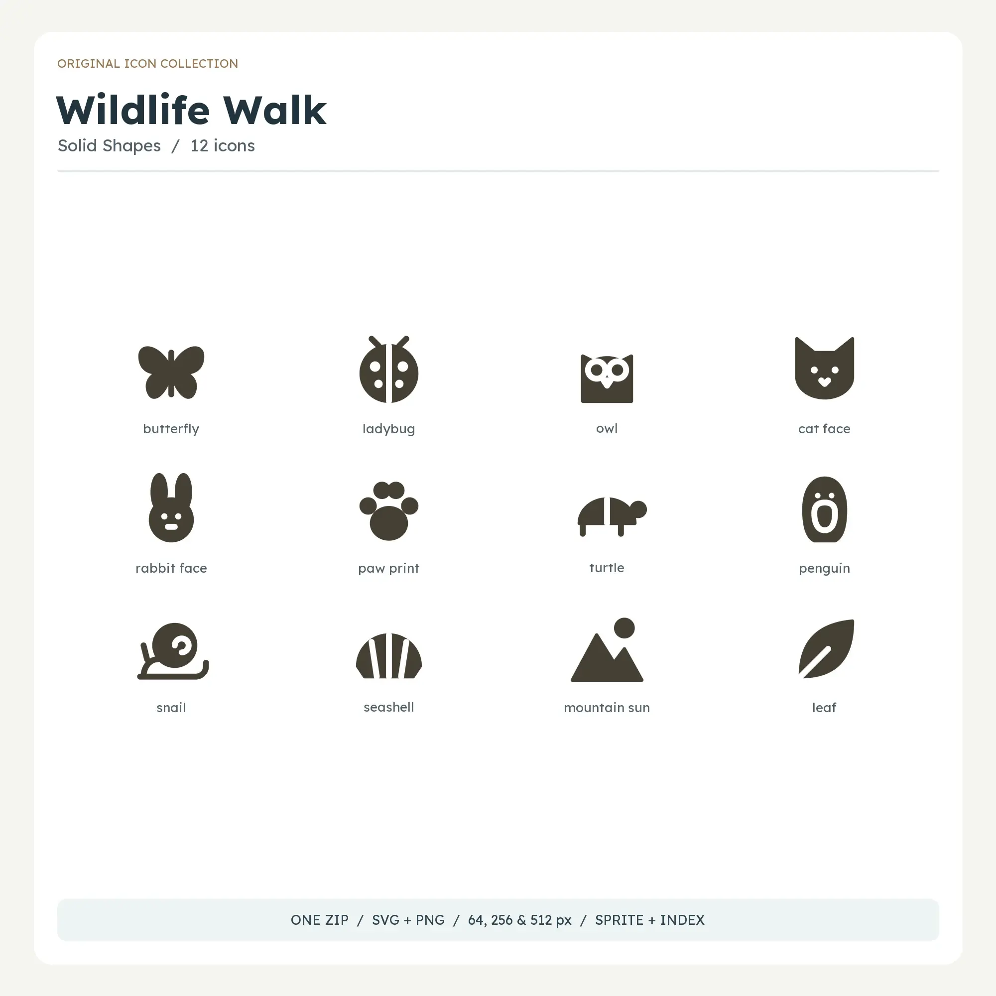 Wildlife Walk Icons - Solid Shapes preview