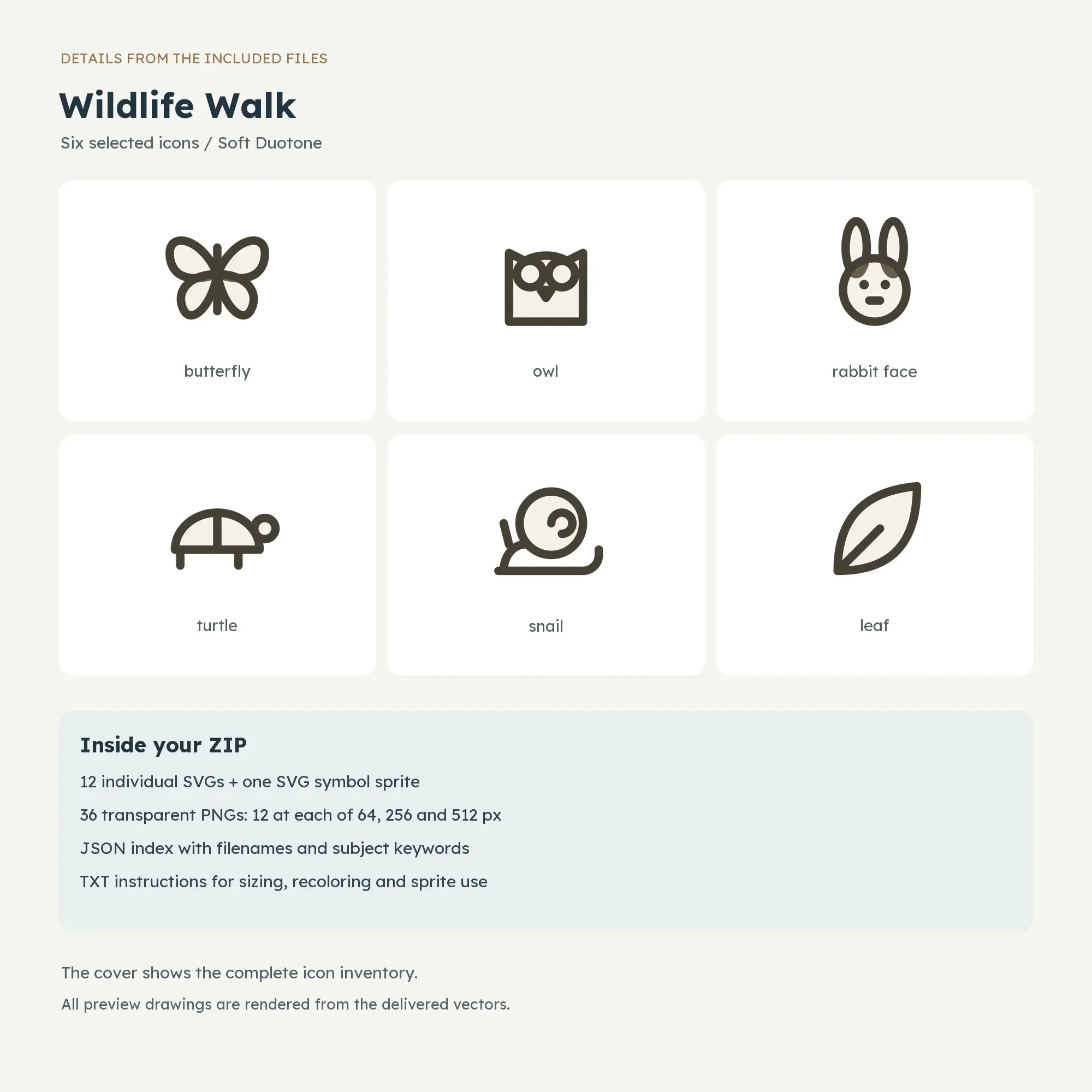 Wildlife Walk Icons - Soft Duotone, preview 2 of 2