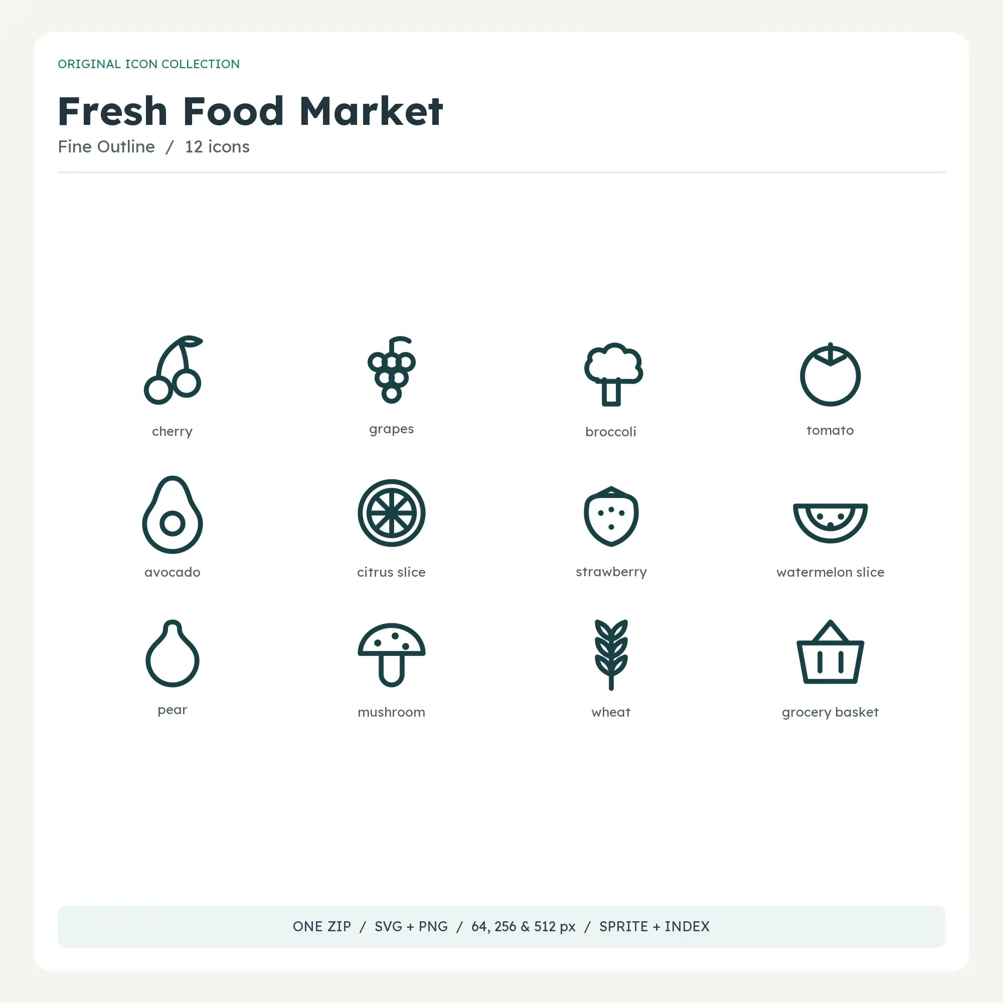 Fresh Food Market Icons - Fine Outline preview
