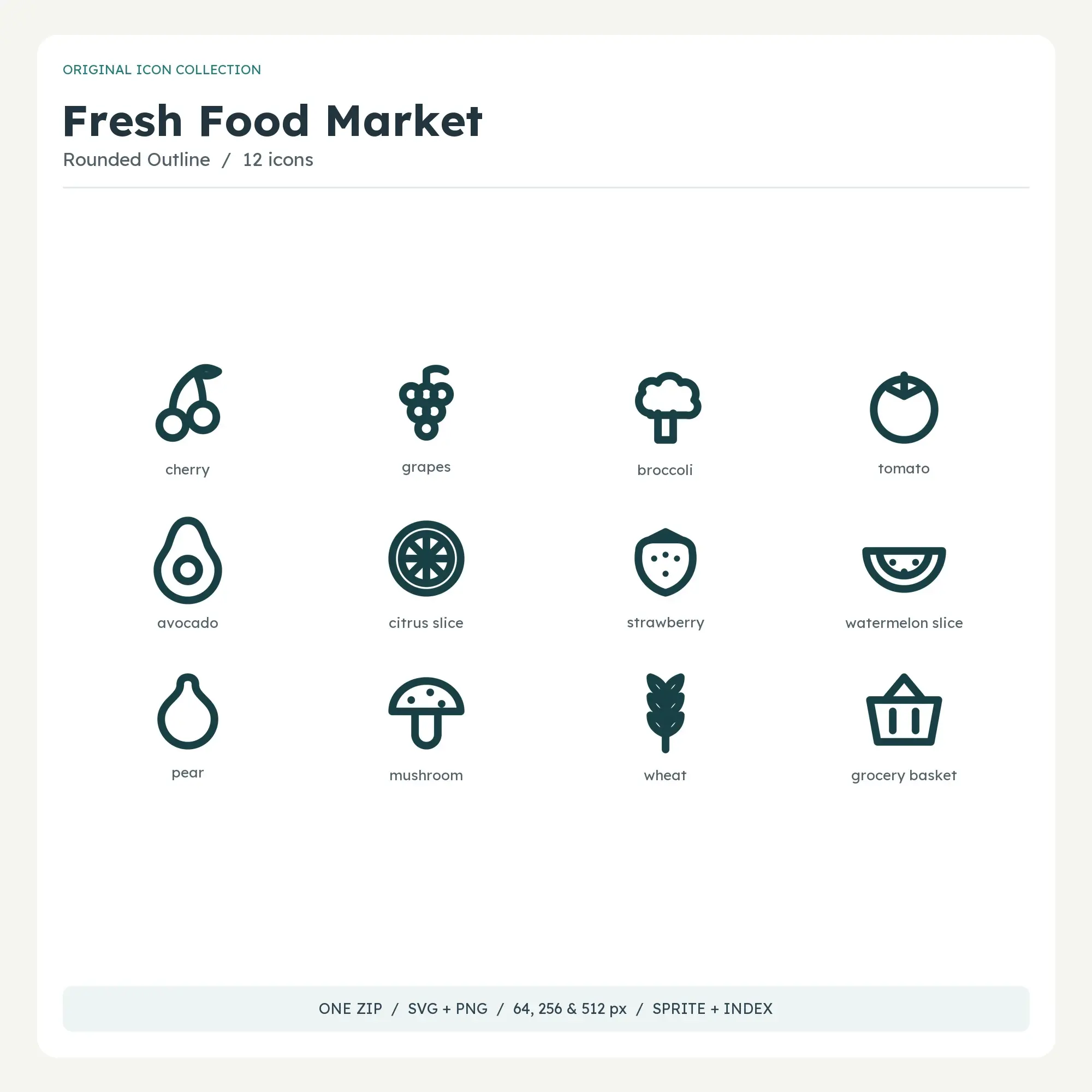 Fresh Food Market Icons - Rounded Outline preview