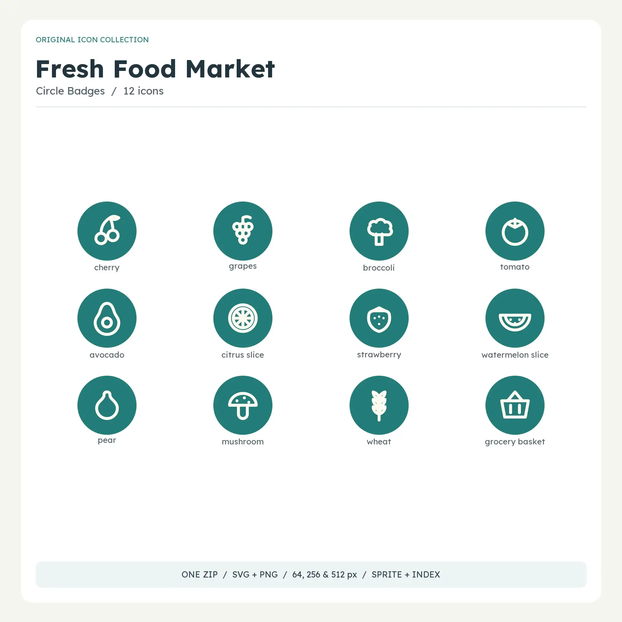 Fresh Food Market Icons - Circle Badges preview