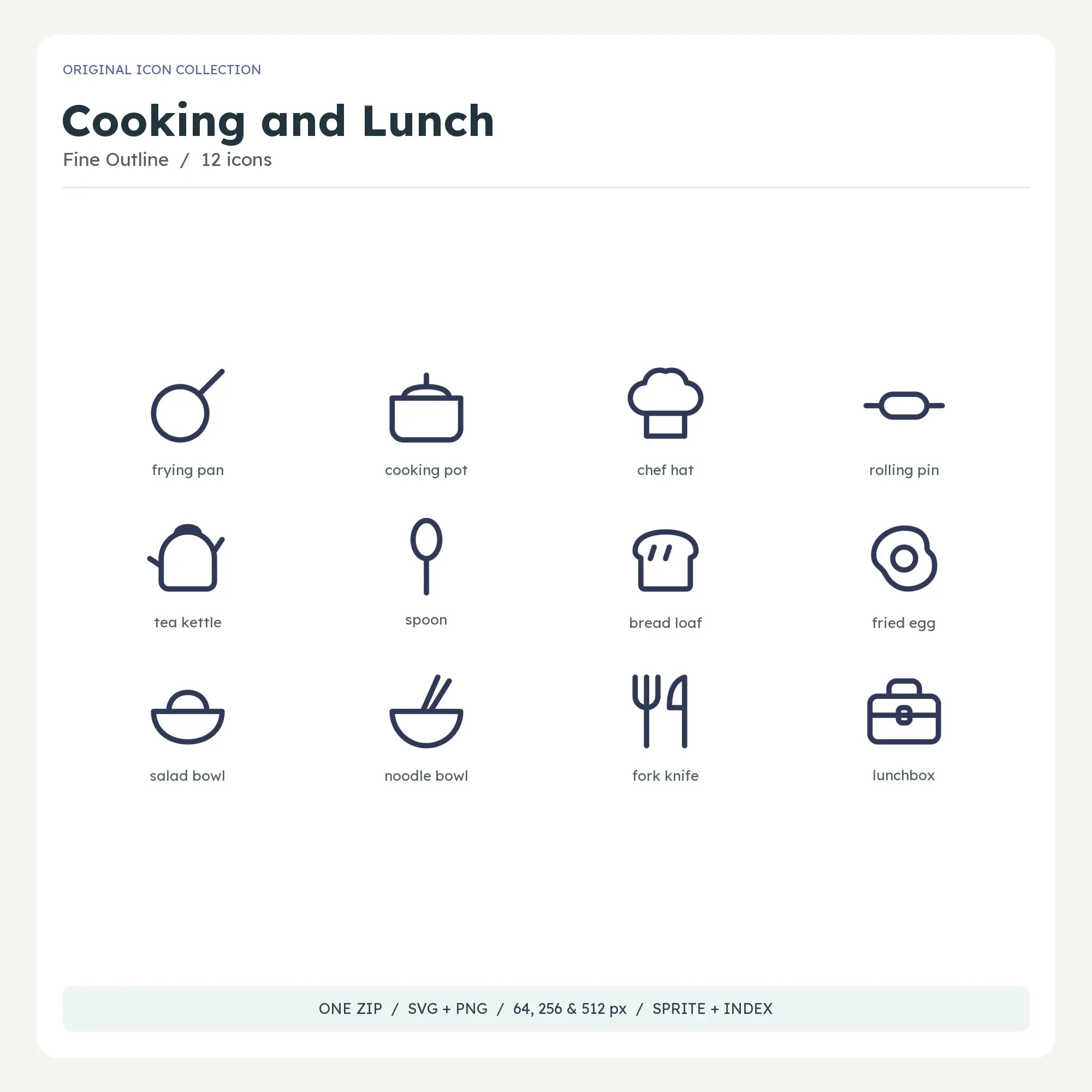 Cooking and Lunch Icons - Fine Outline preview