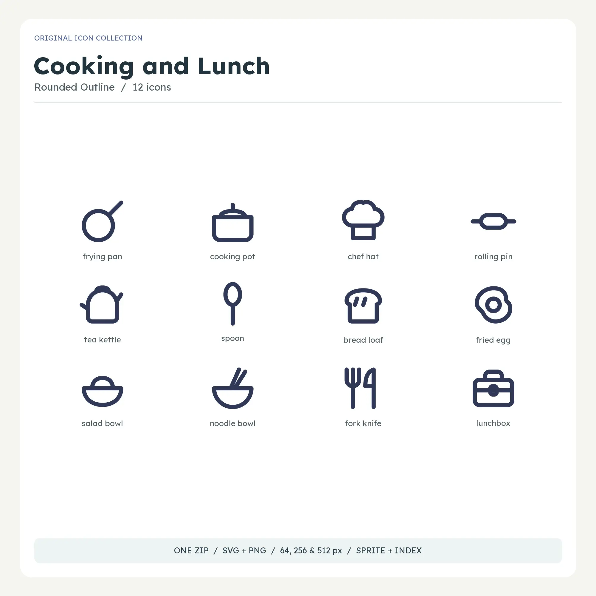 Cooking and Lunch Icons - Rounded Outline preview