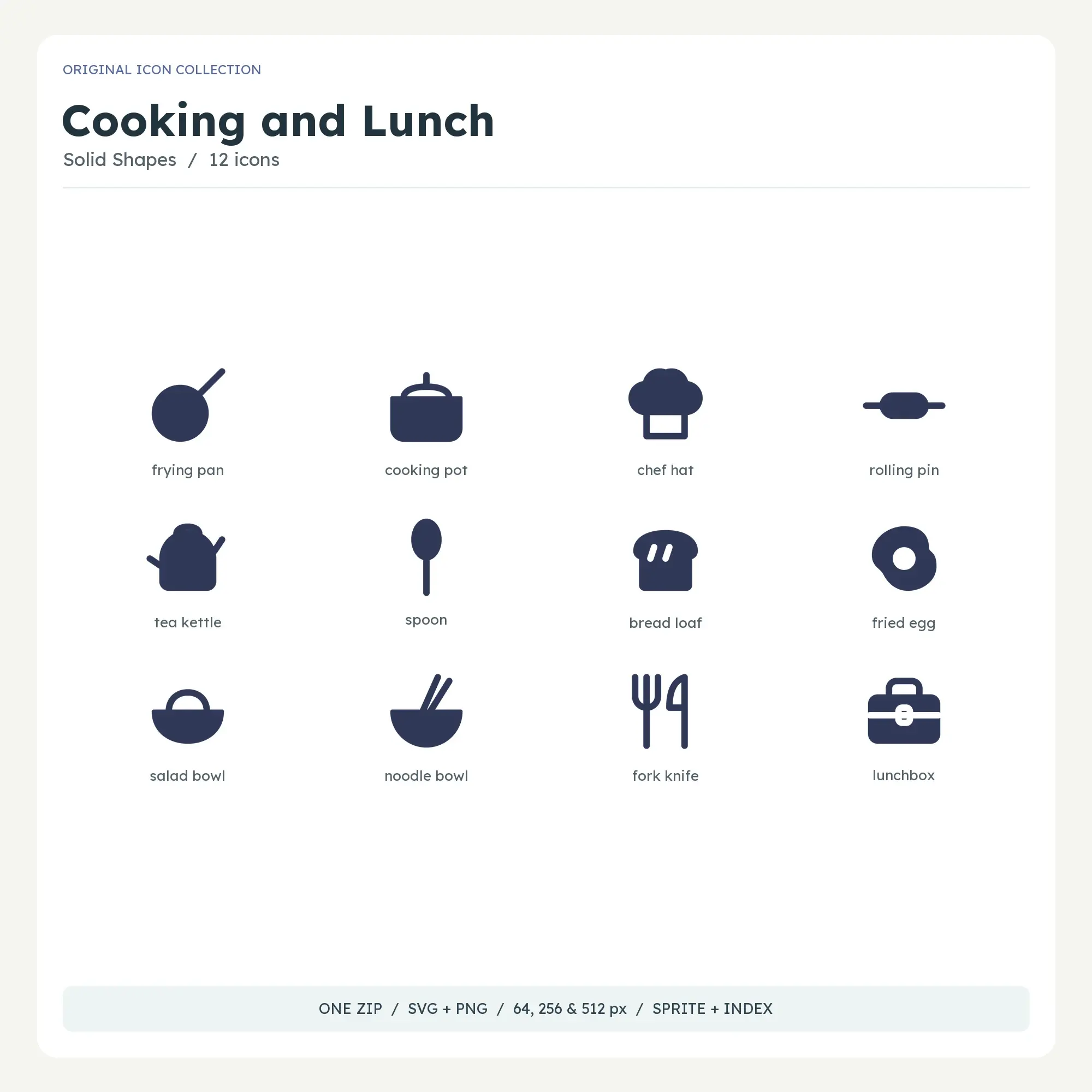 Cooking and Lunch Icons - Solid Shapes preview