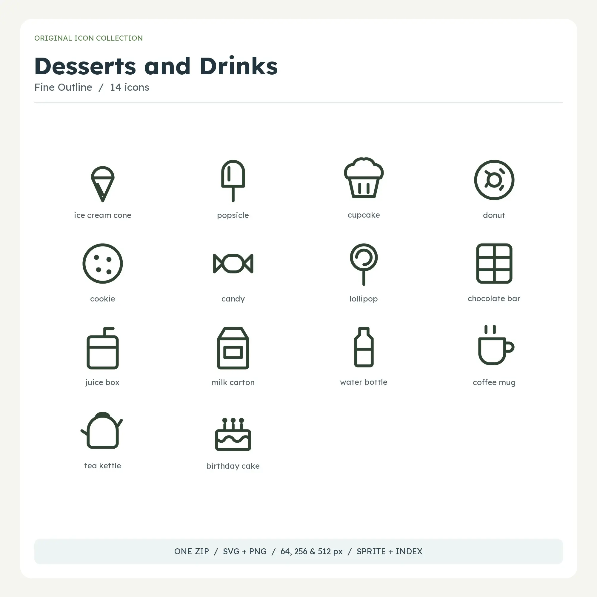 Desserts and Drinks Icons - Fine Outline preview