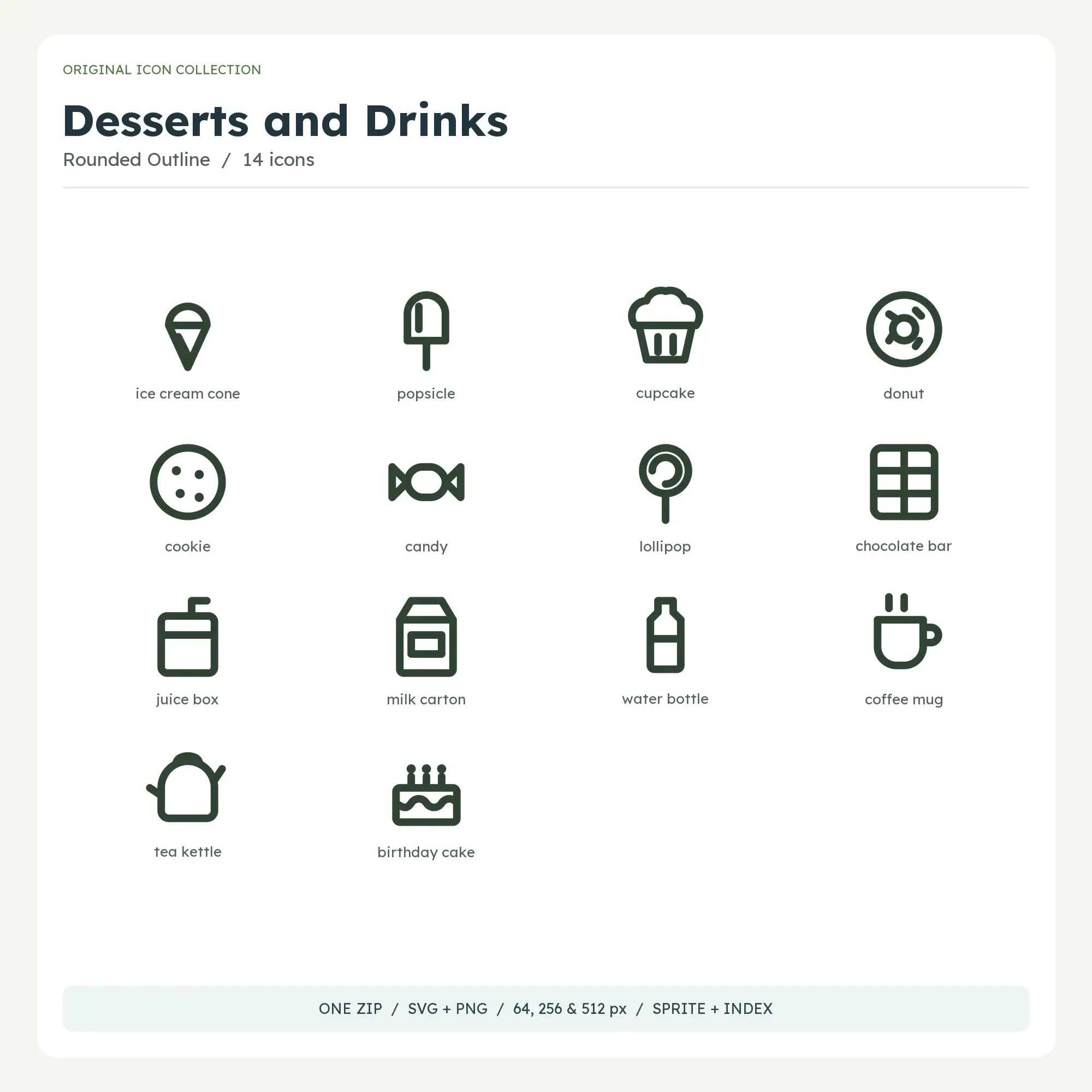 Desserts and Drinks Icons - Rounded Outline preview