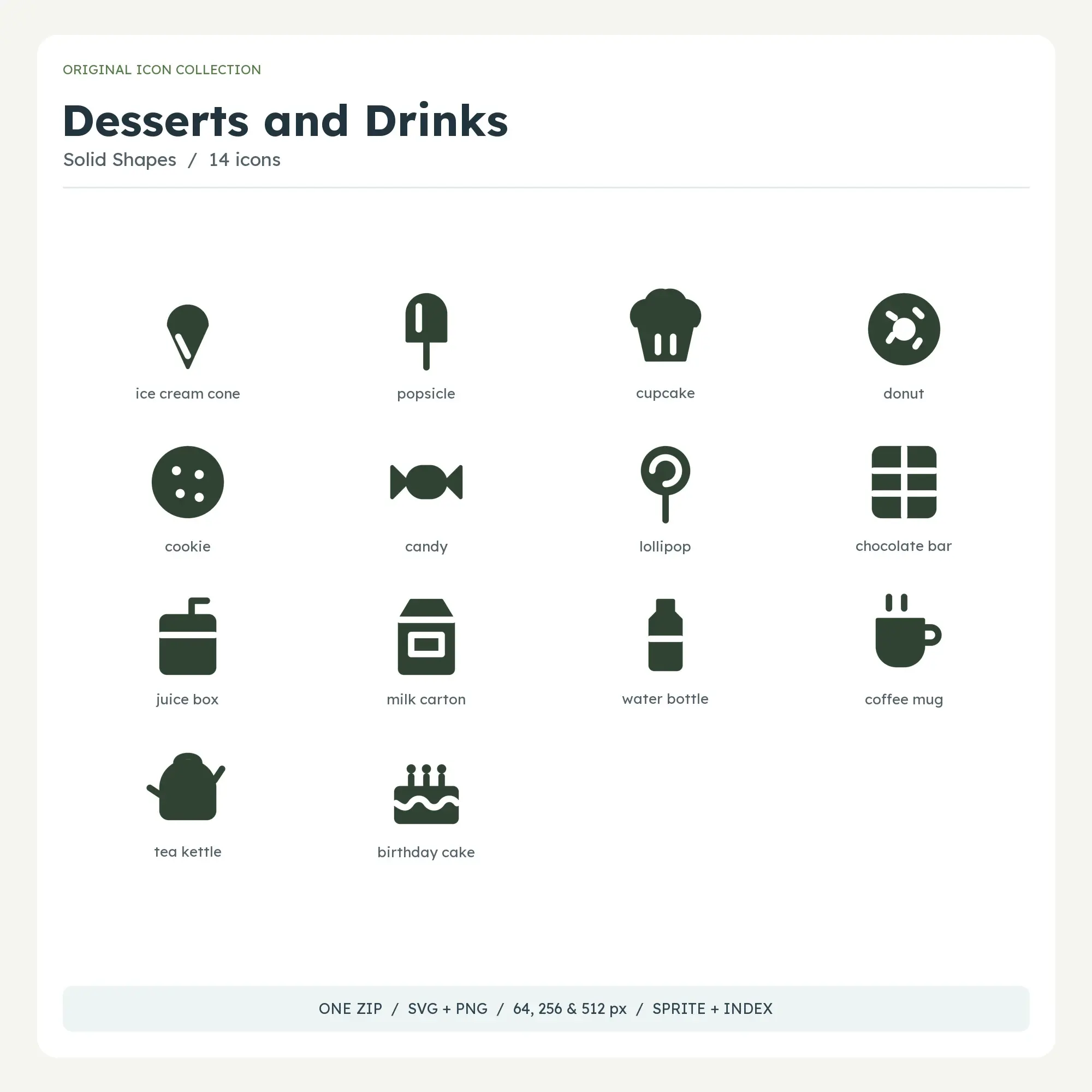 Desserts and Drinks Icons - Solid Shapes preview