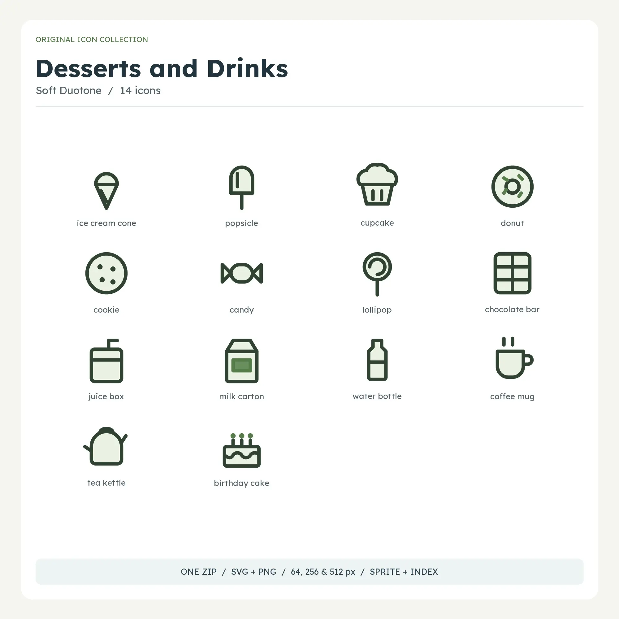 Desserts and Drinks Icons - Soft Duotone preview