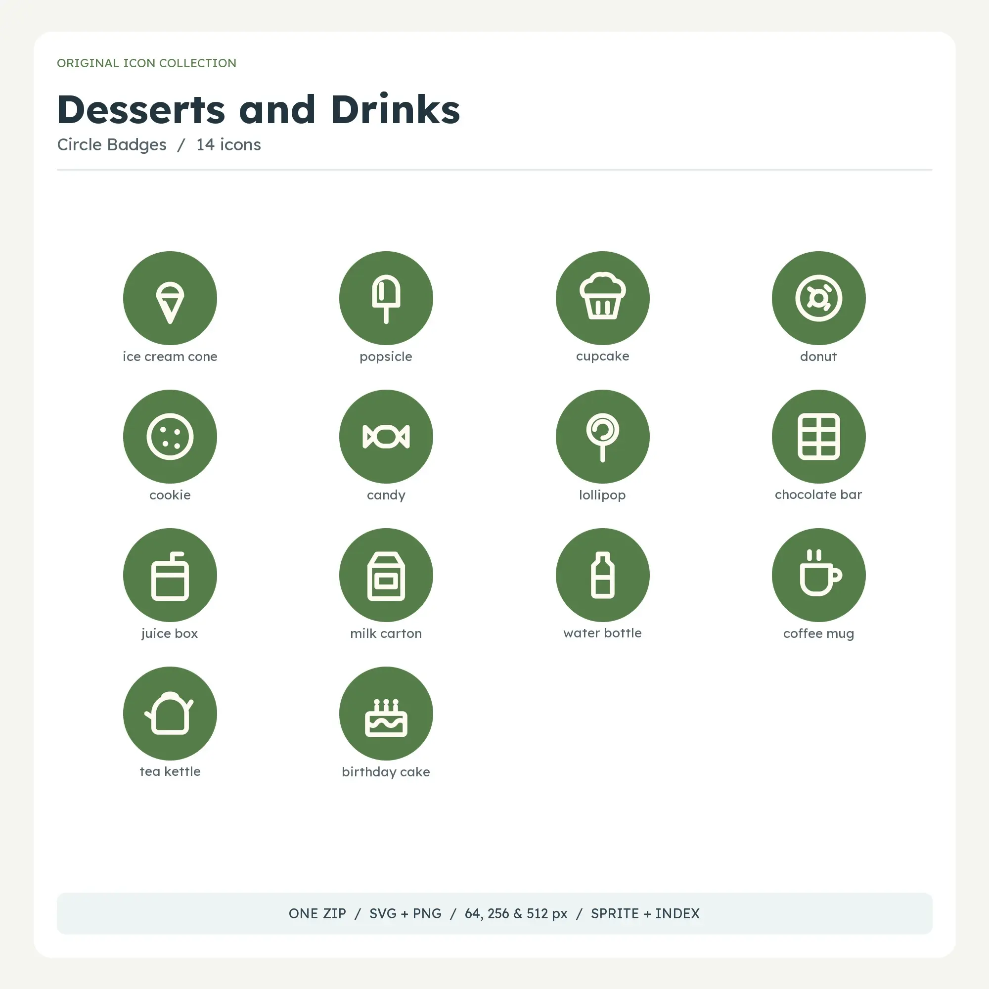 Desserts and Drinks Icons - Circle Badges preview
