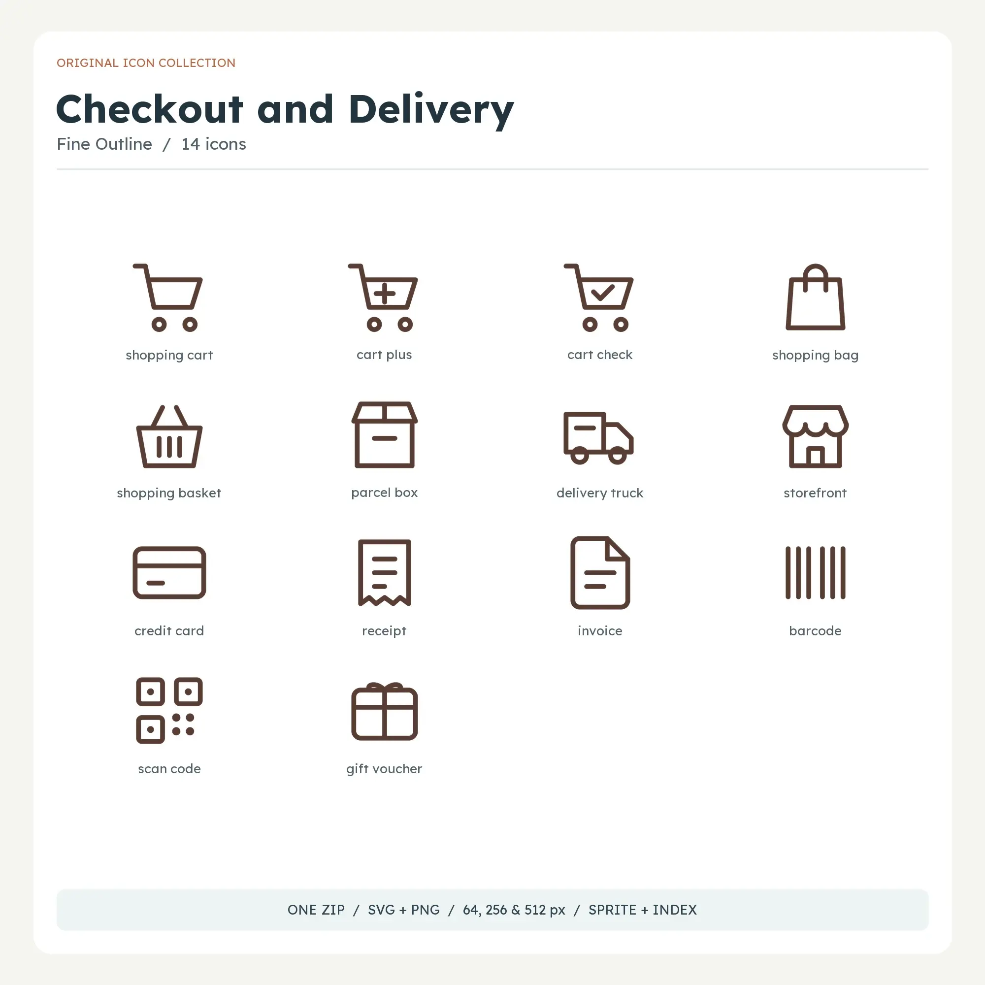 Checkout and Delivery Icons - Fine Outline preview