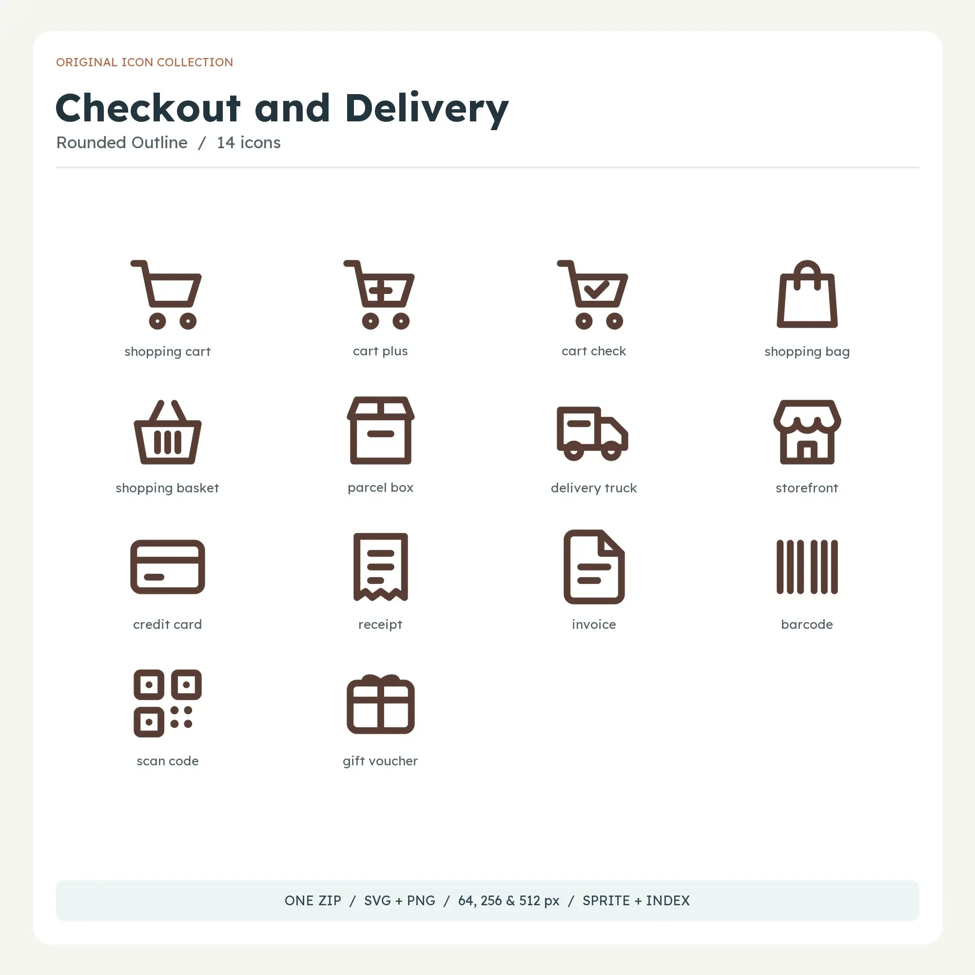 Checkout and Delivery Icons - Rounded Outline preview