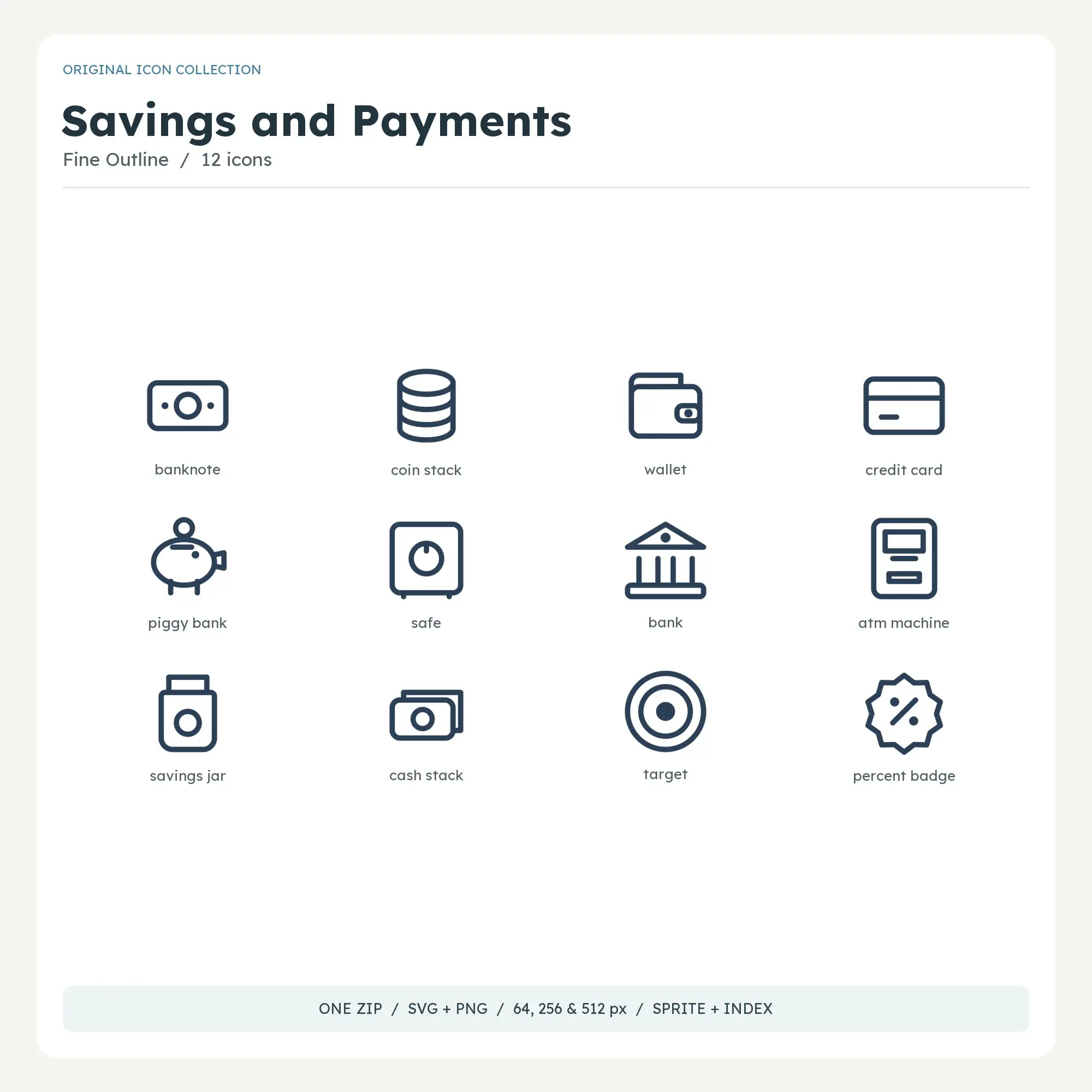 Savings and Payments Icons - Fine Outline preview