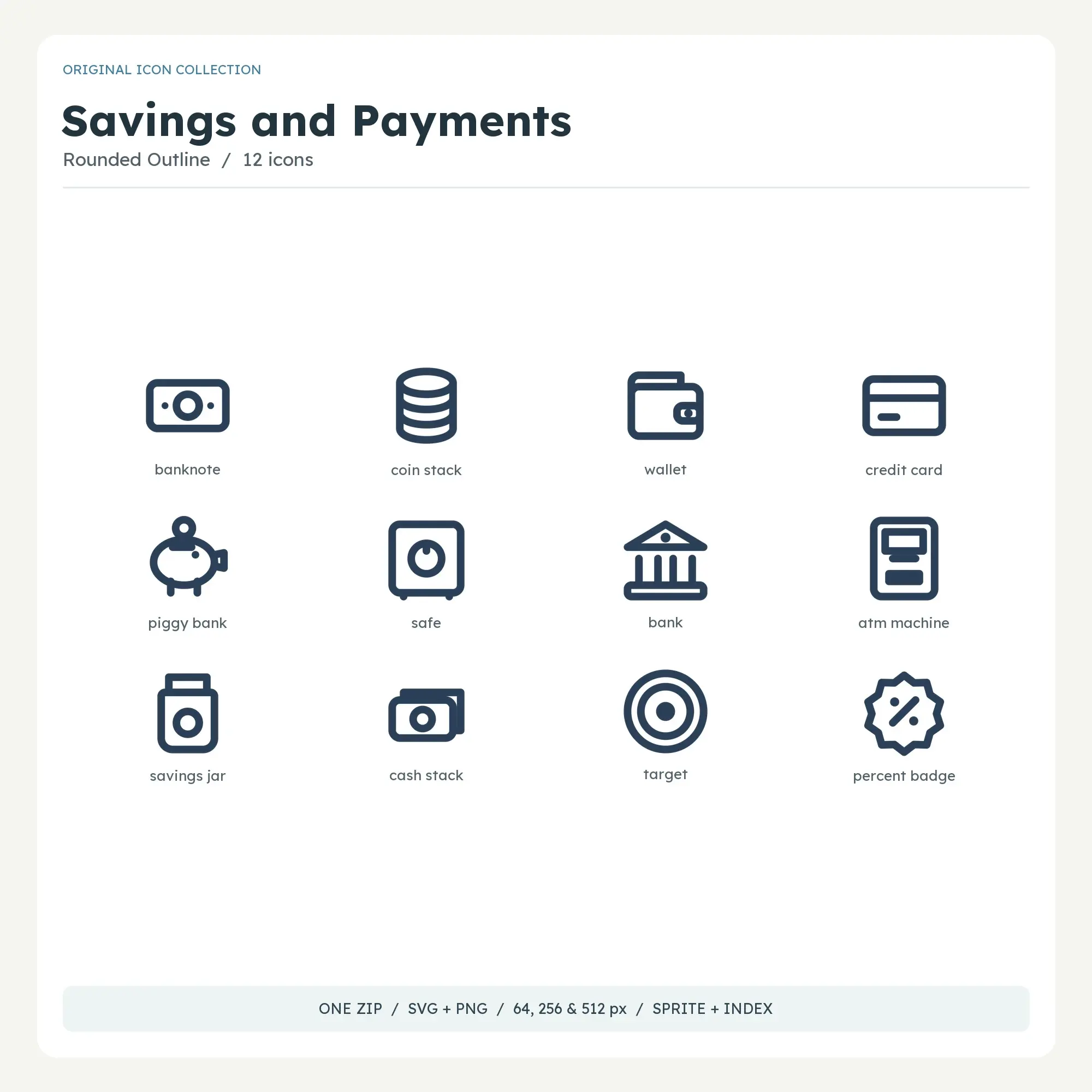 Savings and Payments Icons - Rounded Outline preview