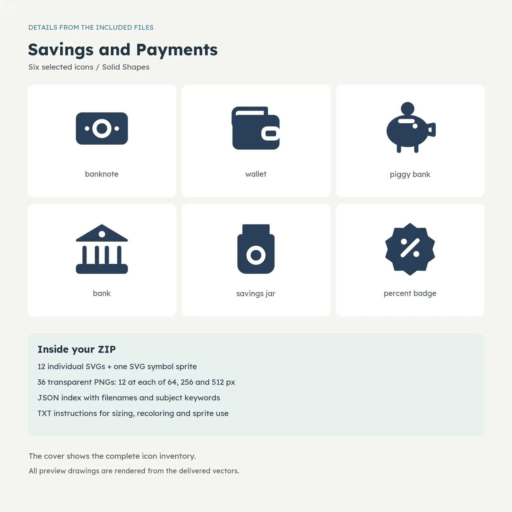 Savings and Payments Icons - Solid Shapes, preview 2 of 2