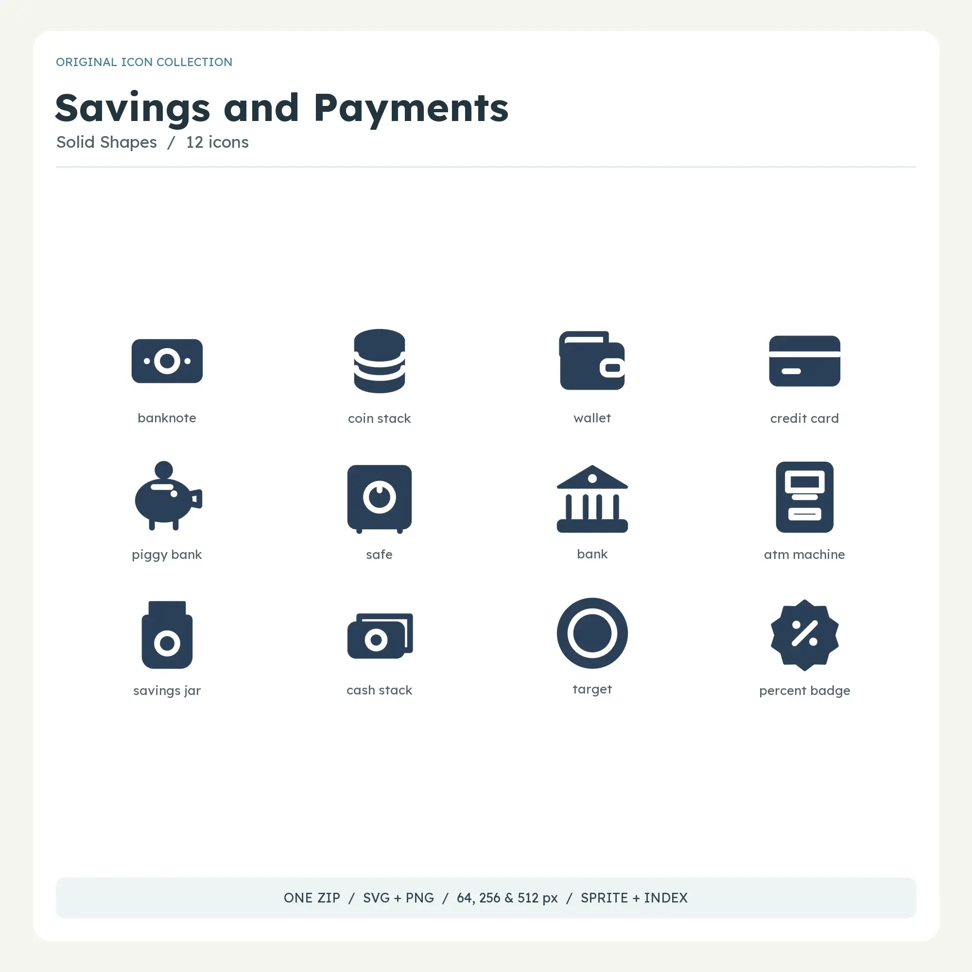 Savings and Payments Icons - Solid Shapes, preview 1 of 2