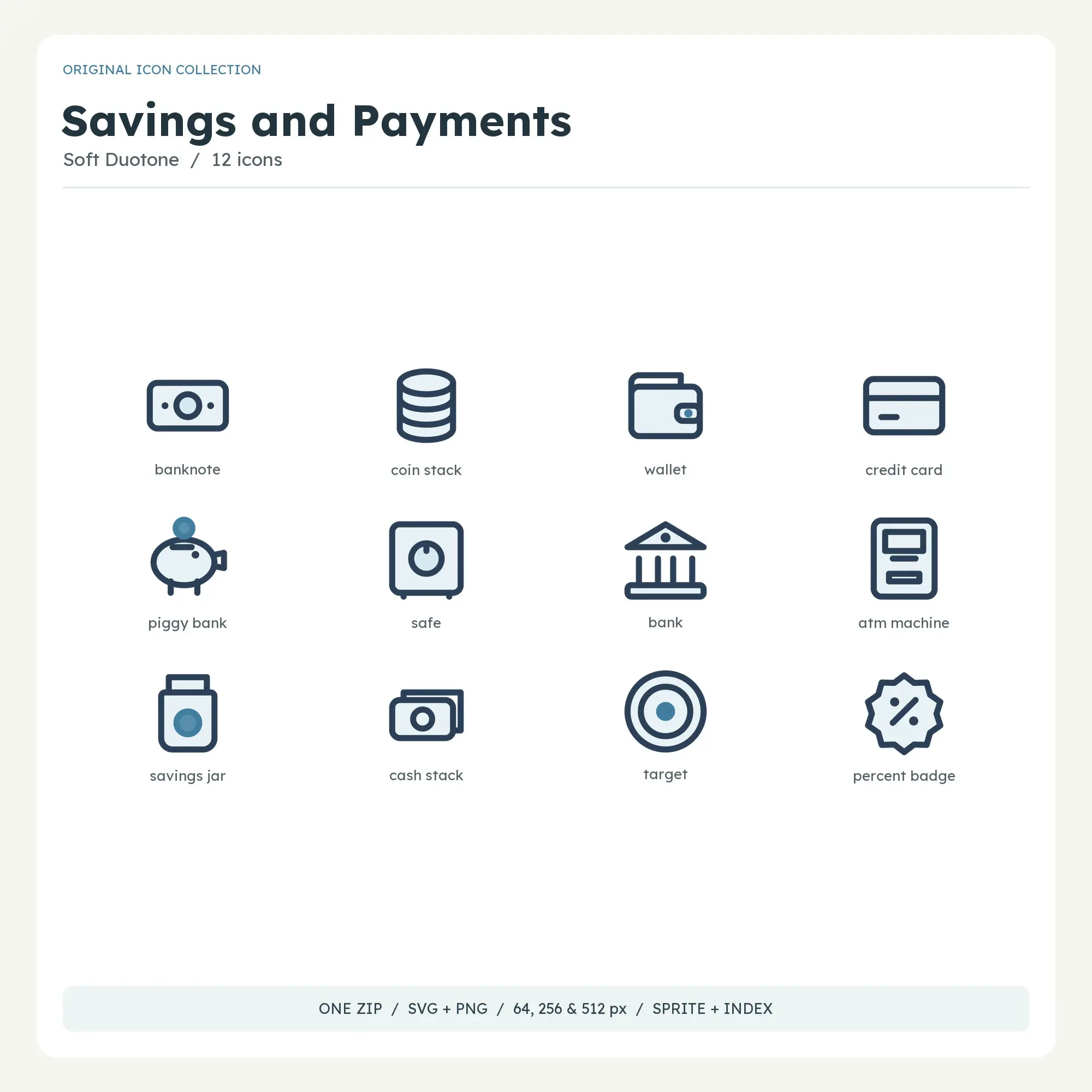 Savings and Payments Icons - Soft Duotone, preview 1 of 2