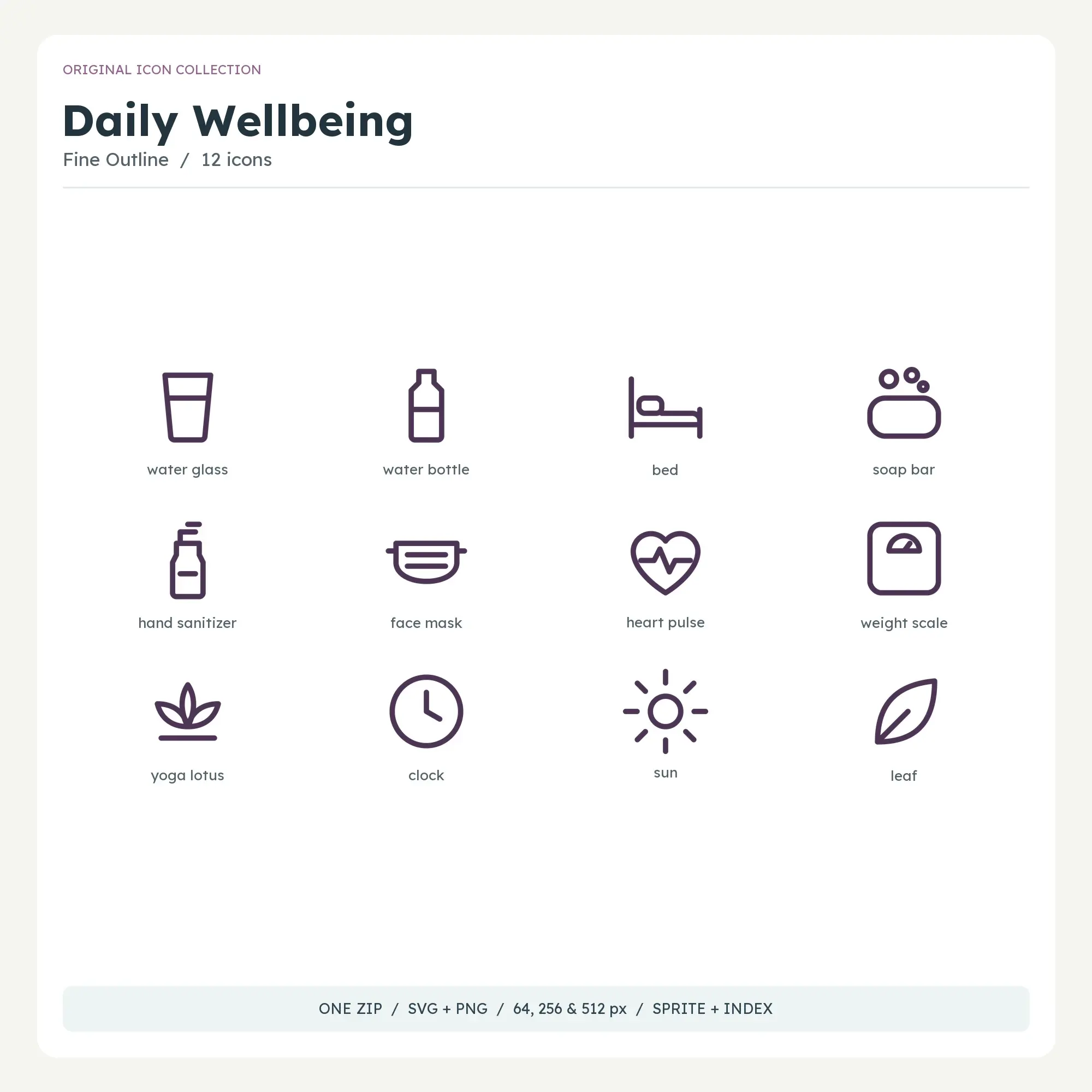 Daily Wellbeing Icons - Fine Outline preview