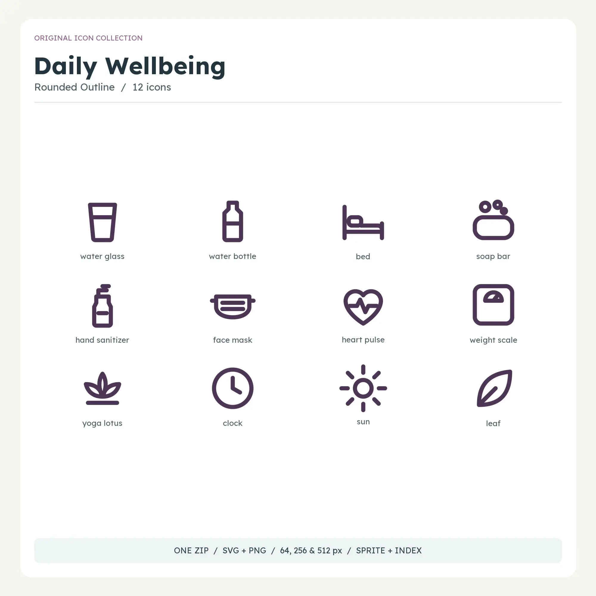 Daily Wellbeing Icons - Rounded Outline preview