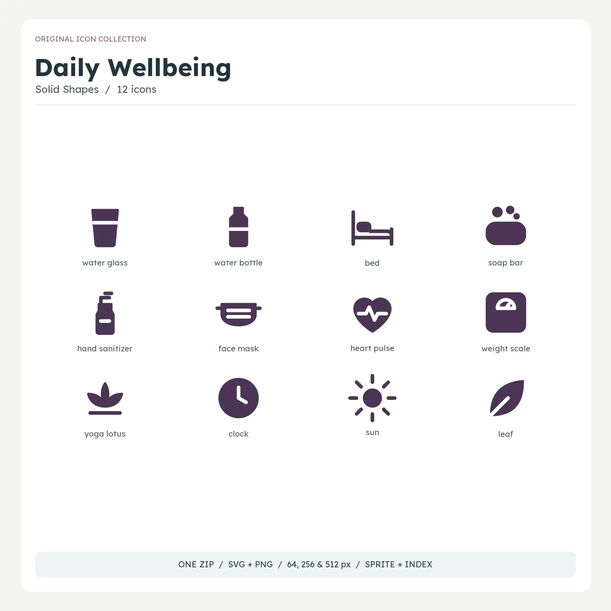 Daily Wellbeing Icons - Solid Shapes preview