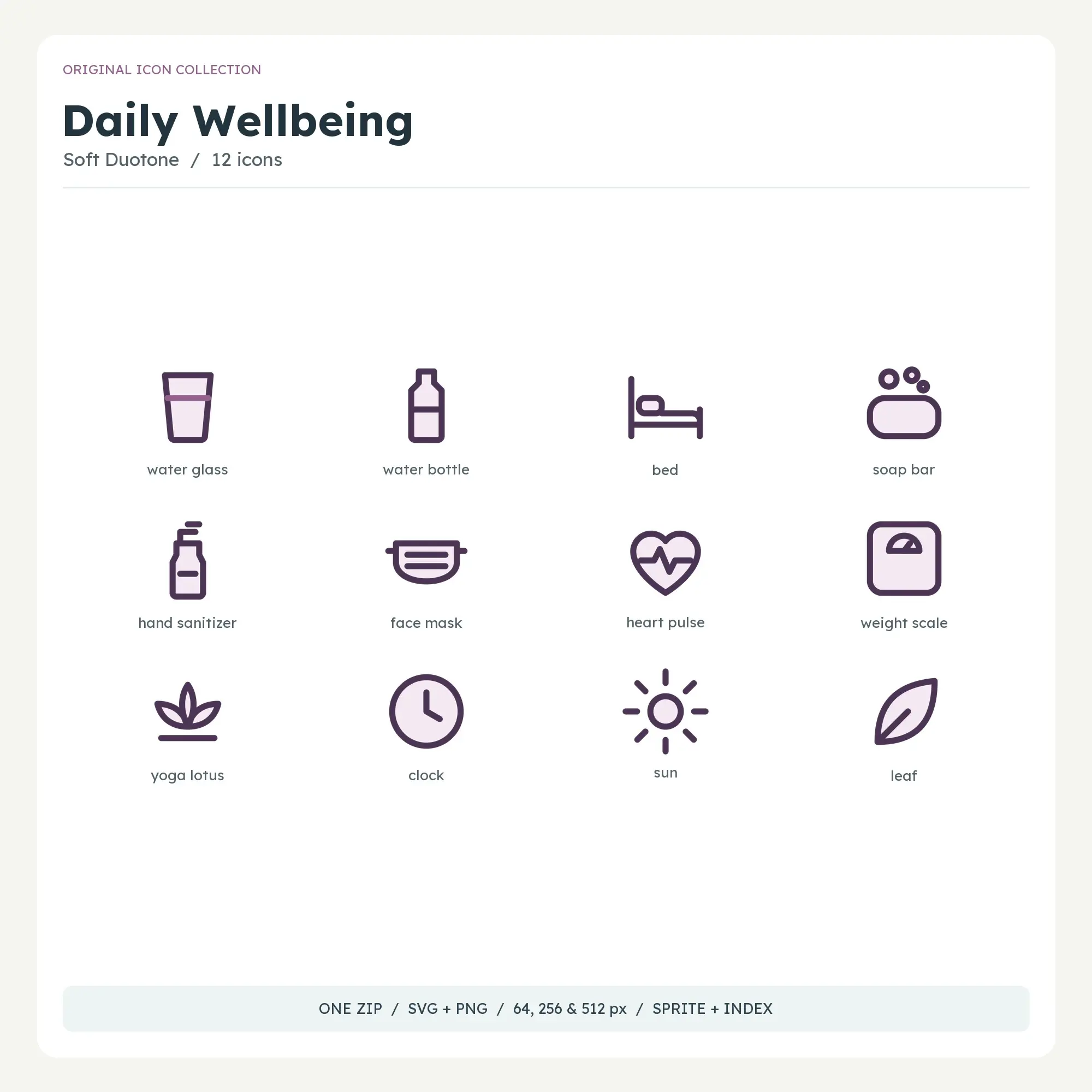 Daily Wellbeing Icons - Soft Duotone preview