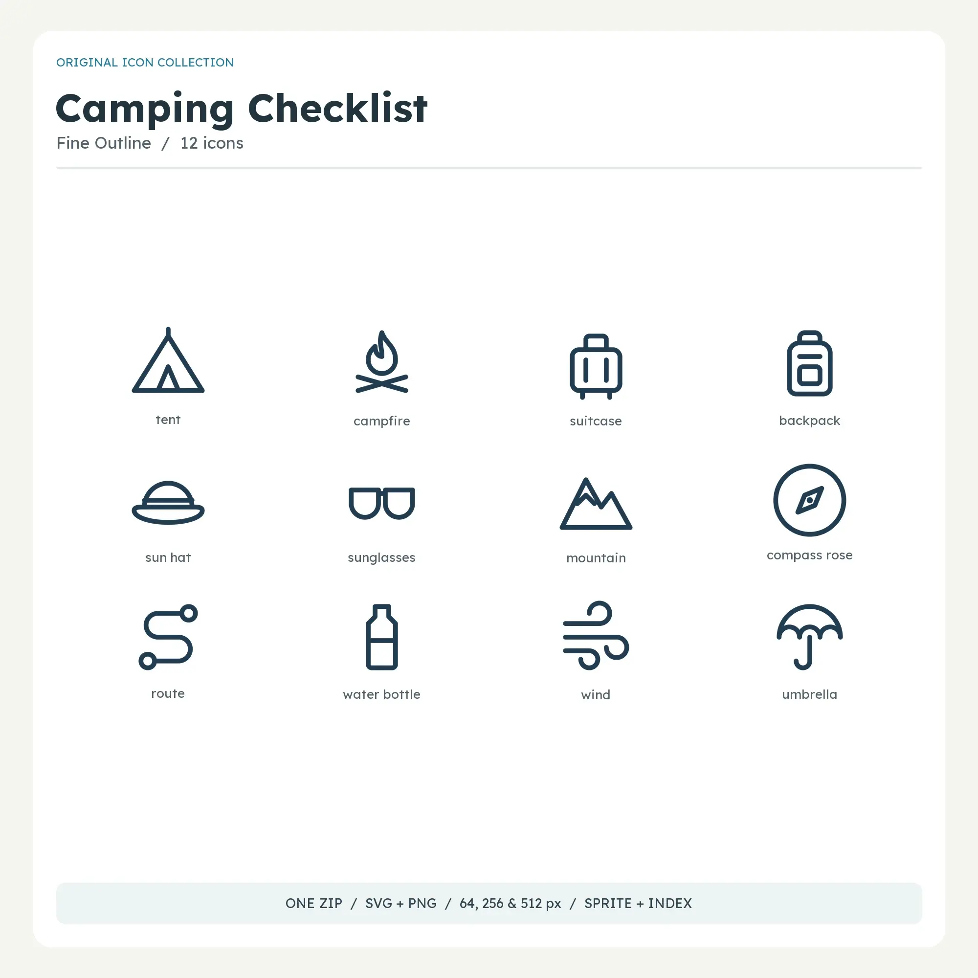 Camping Checklist Icons - Fine Outline preview