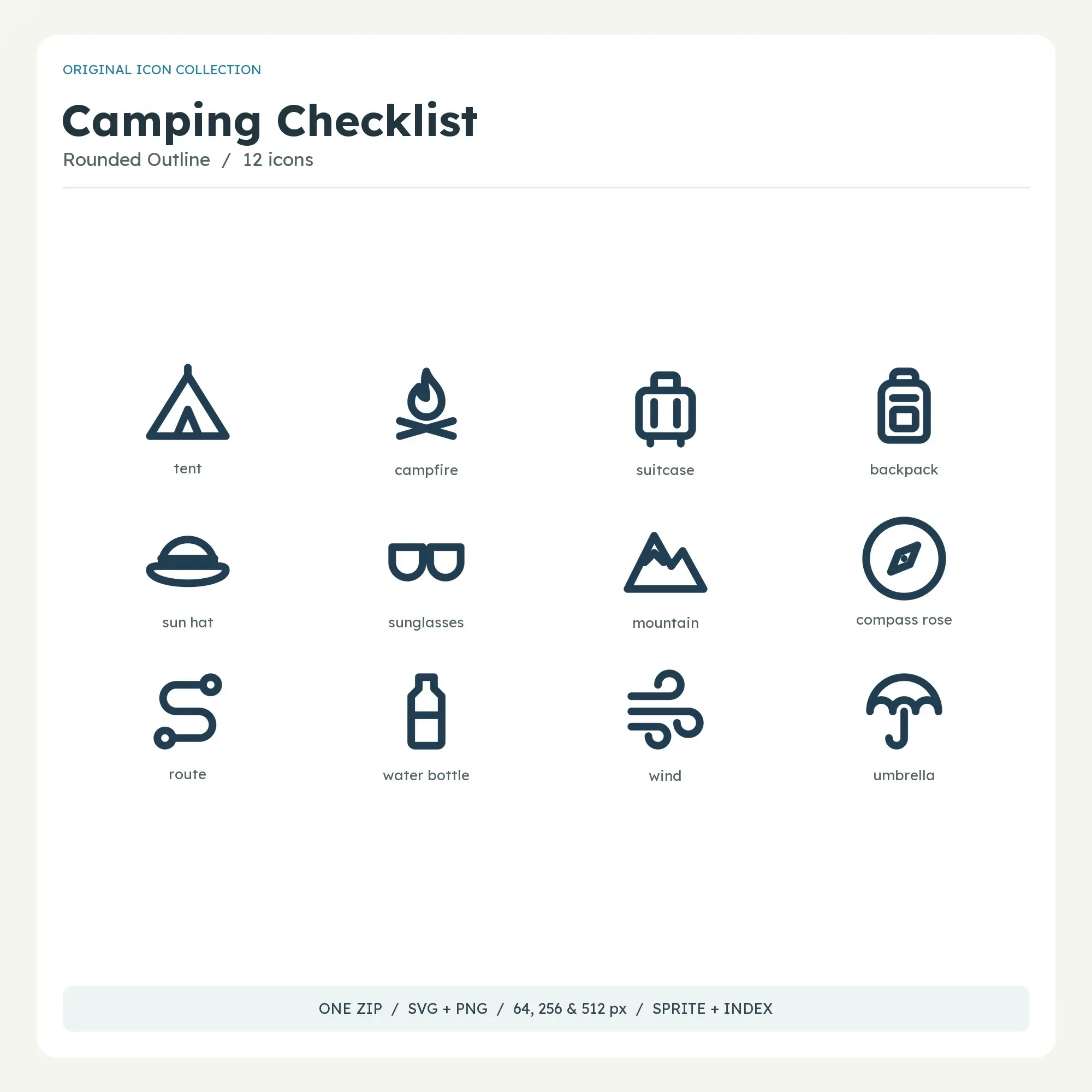 Camping Checklist Icons - Rounded Outline preview