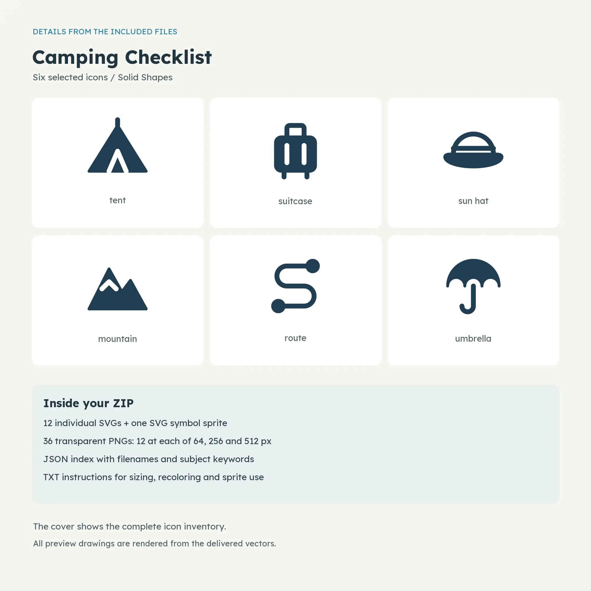 Camping Checklist Icons - Solid Shapes, preview 2 of 2