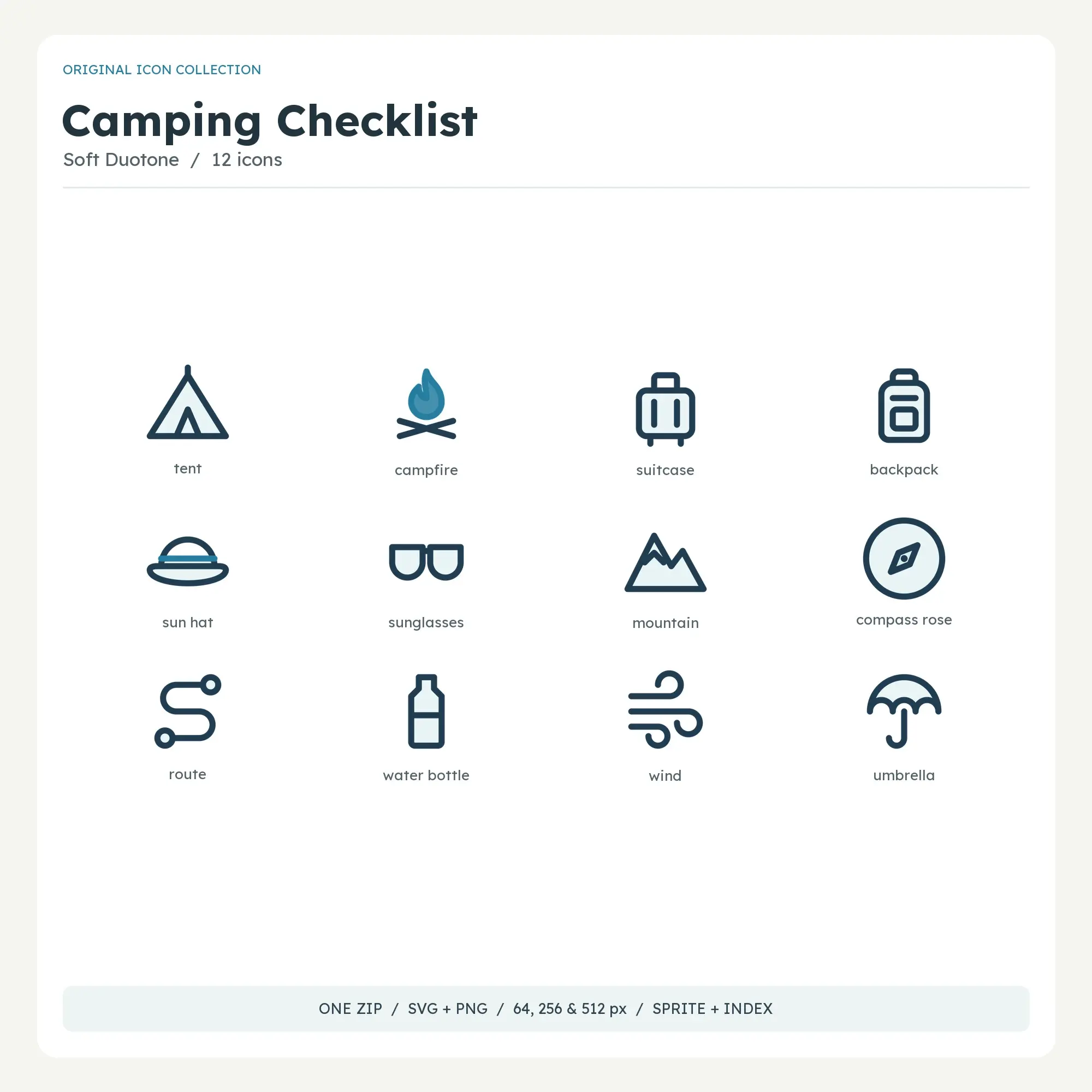 Camping Checklist Icons - Soft Duotone preview