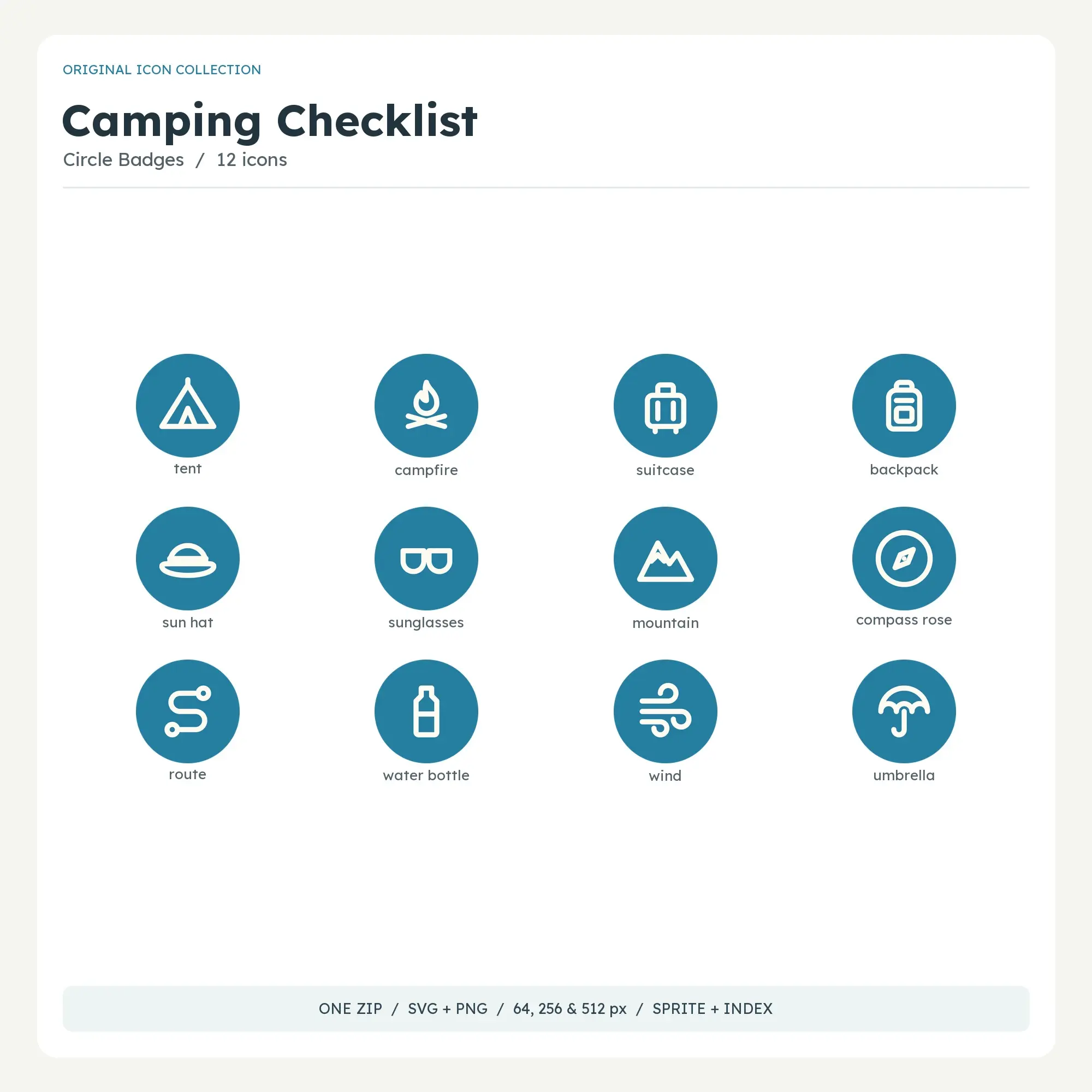 Camping Checklist Icons - Circle Badges preview