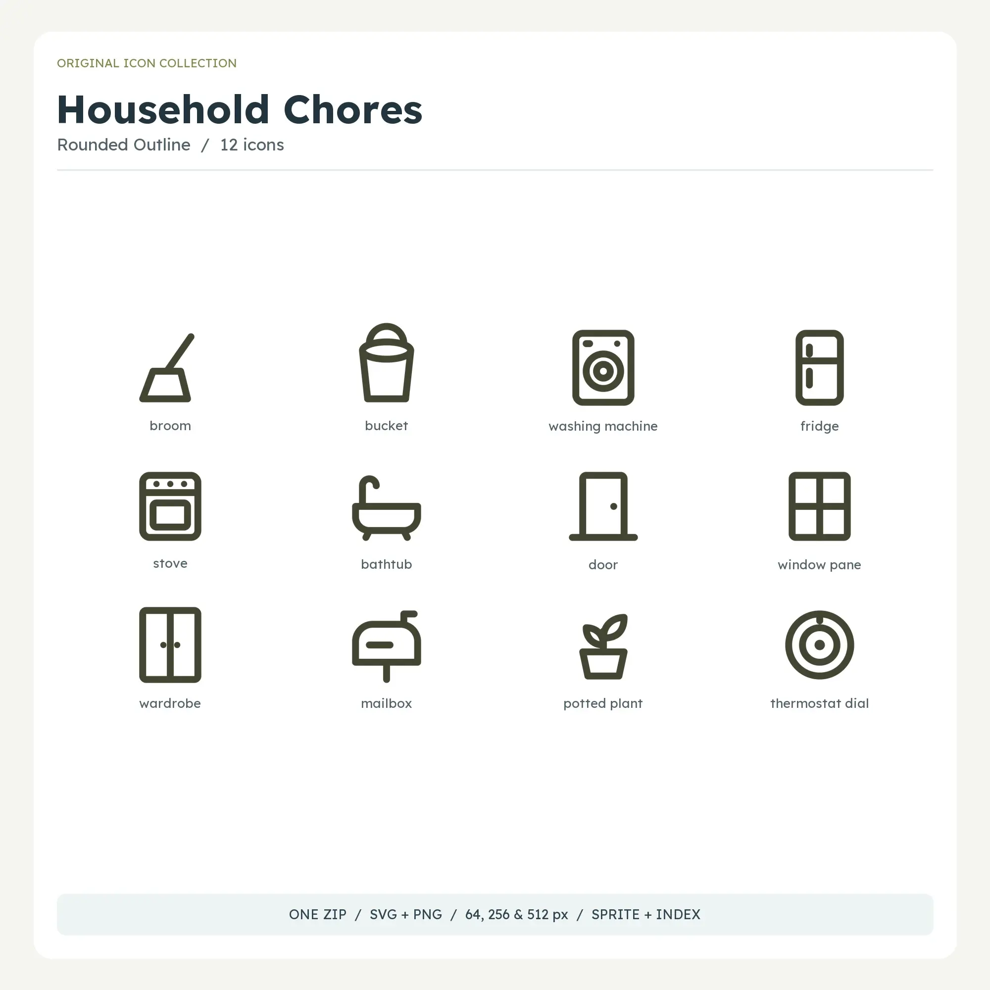 Household Chores Icons - Rounded Outline preview